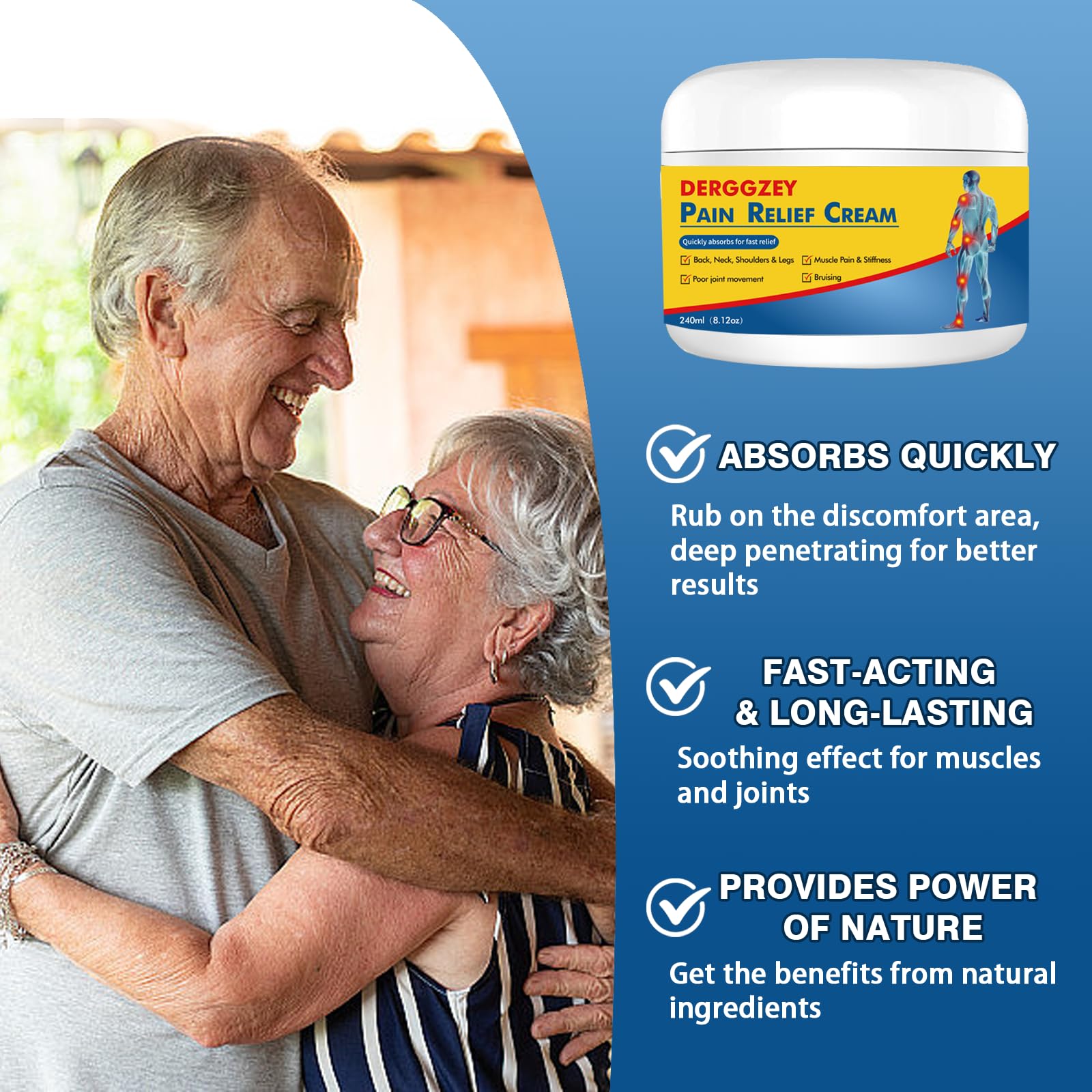Derggzey Naturals Arthritis Pain Relief Cream 8 oz - Maximum Strength Deep Penetrating for Joint, Muscle, Knee, Back, Feet, Hand, Ankle - Effective Soothing Derggzey uk supplements