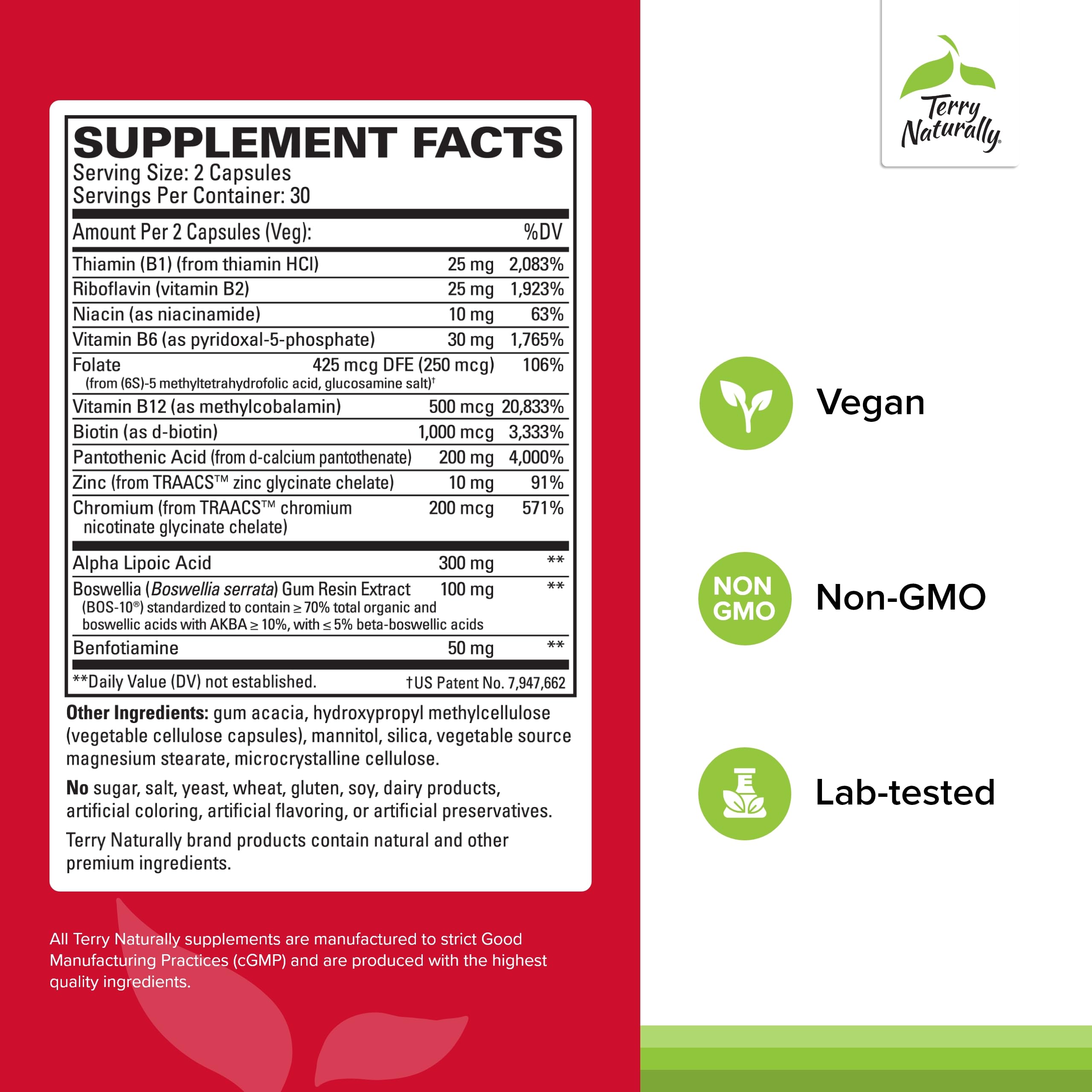 Terry Naturally Healthy Feet & Nerves - Herbal Supplement with Bioactive Vitamin B12 - Circulation & Nerve Health Support Supplement - Vegan Capsules with Boswellia Serrata - 60 Capsules Terry Naturally uk supplements