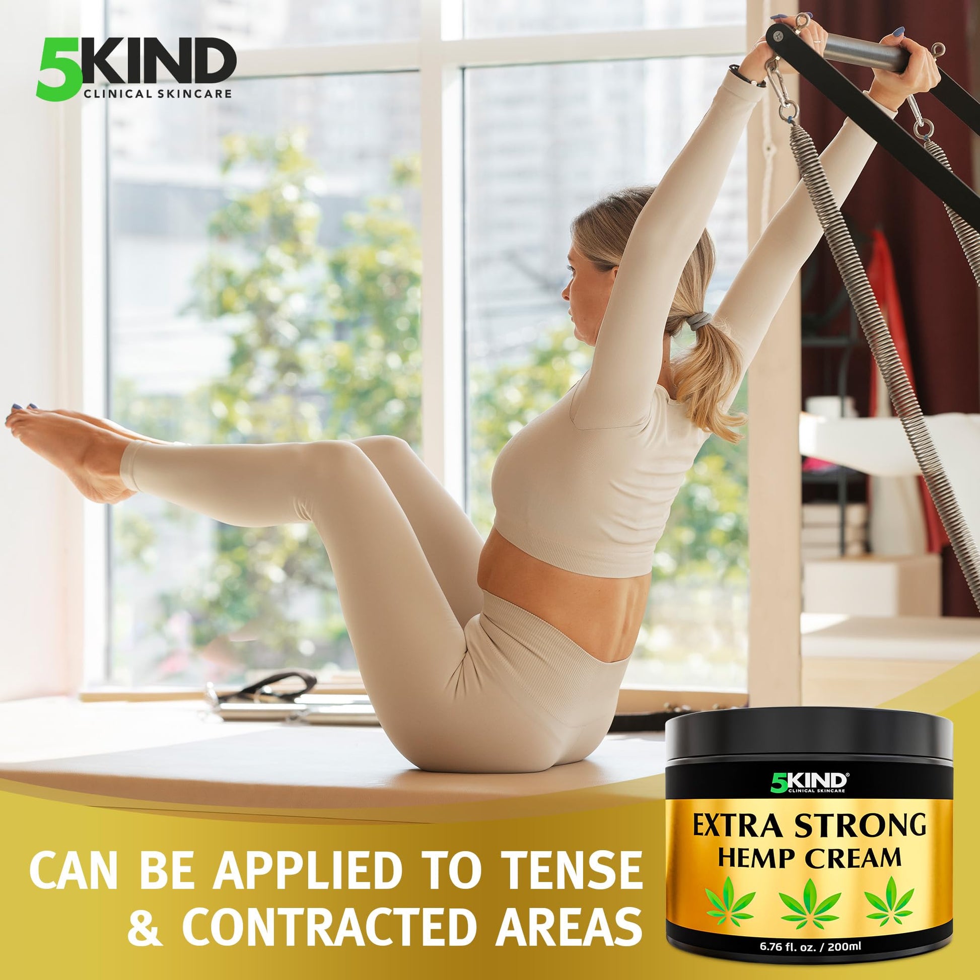 5kind Extra Strong Hemp Cream 6.76 fl oz - Maximum Strength - Natural Topical Cream - Muscle Rub for Lower Back, Joints, Neck, Knees, Shoulders 5kind clinical skincare uk supplements