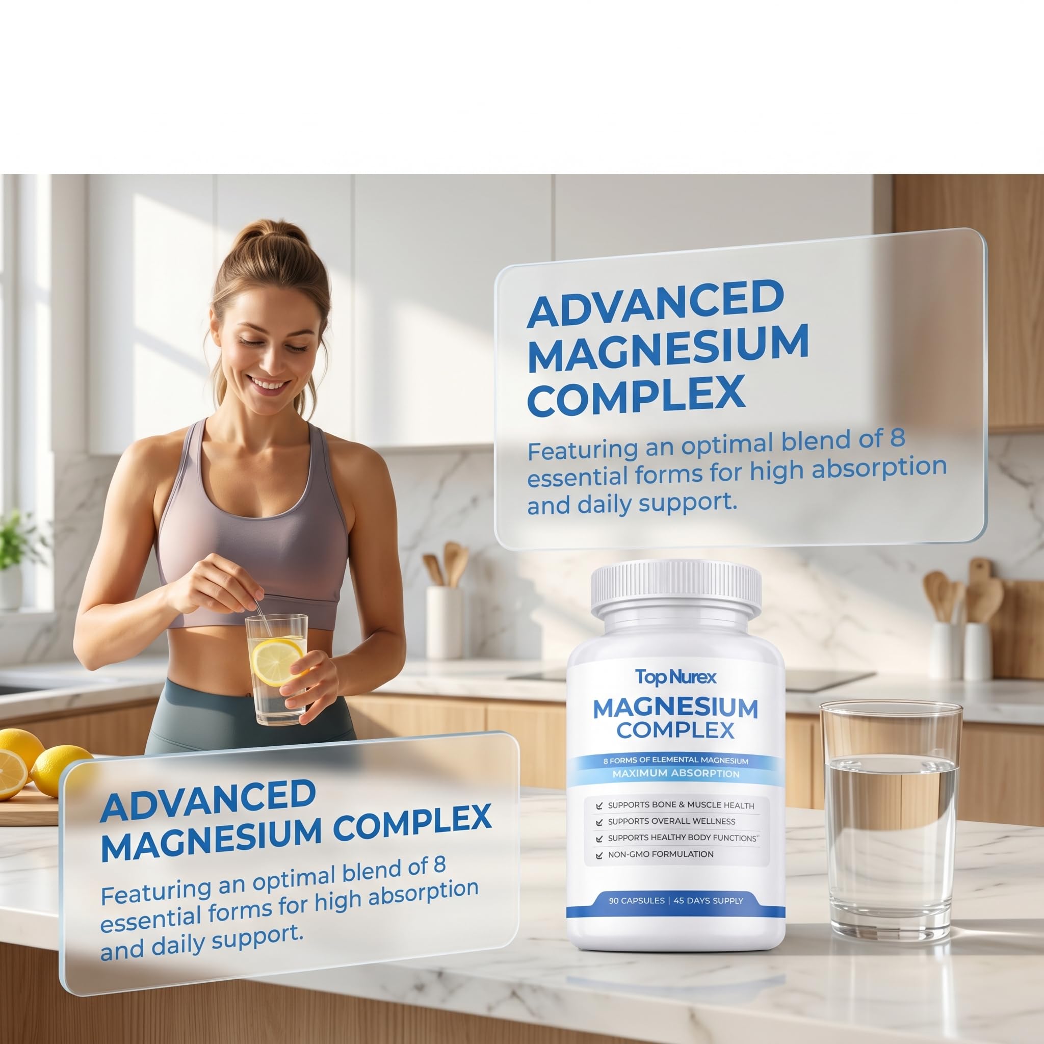Top Nurex Magnesium Complex for Women & Men,1000mg High Absorption Blend, 8 Magnesium Forms Including Glycinate, Citrate & Malate, Daily Nutrient Support, Vegan Non-GMO, 90 Capsules (1 Pack) wuliao uk supplements