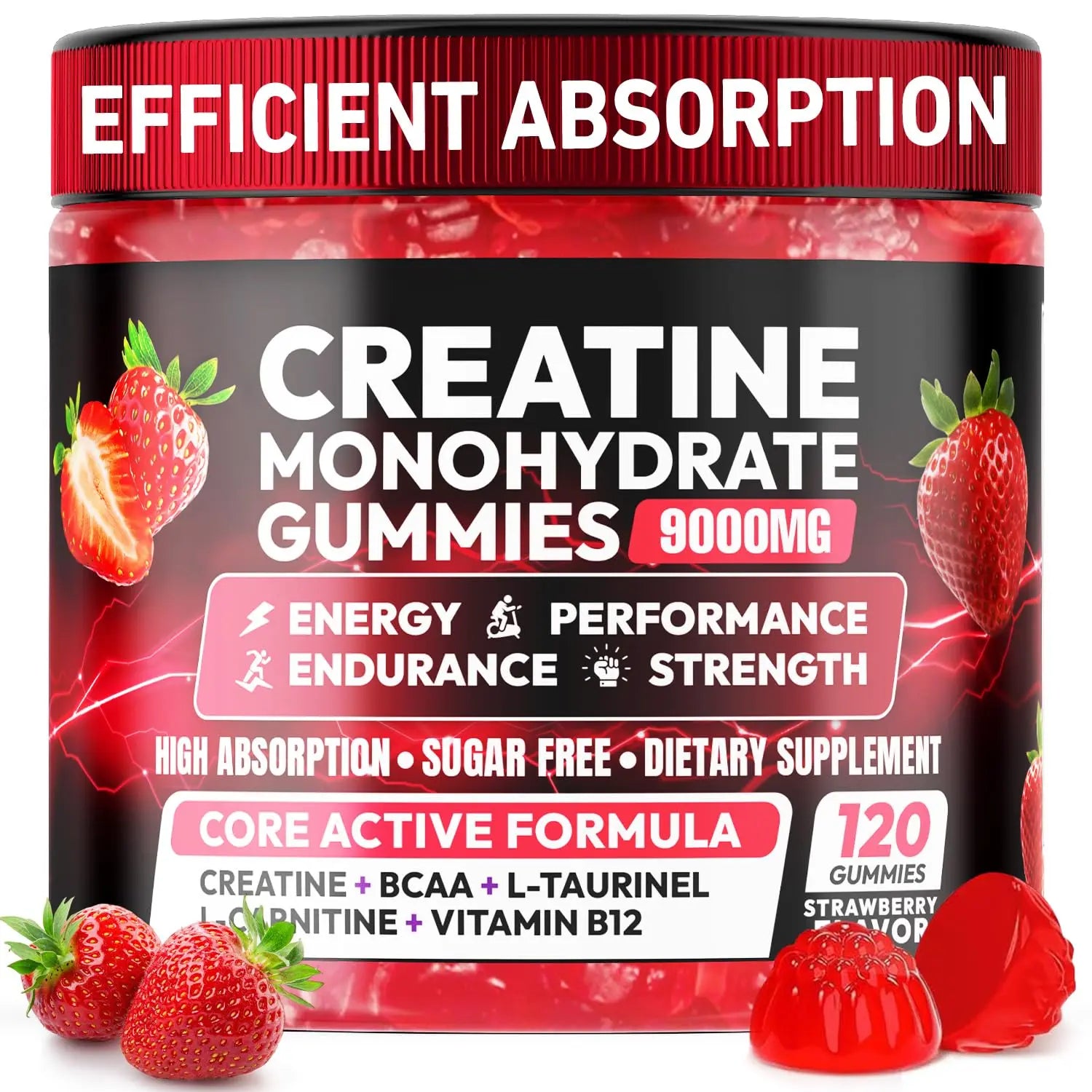 Creatine Gummies Monohydrate Complex 9000MG, Chewable Creatine Monohydrate Gummies for Men & Women with L-Taurine, BCAA 2:1, B12/6, Building Muscle Cytona uk supplements
