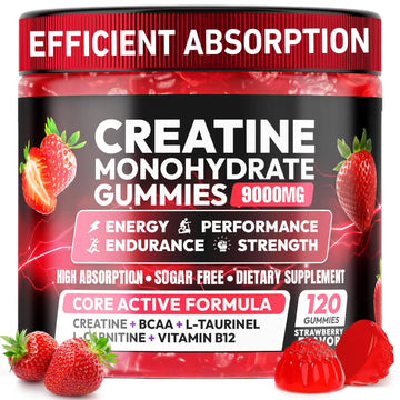 Creatine Gummies Monohydrate Complex 9000MG, Chewable Creatine Monohydrate Gummies for Men & Women with L-Taurine, BCAA 2:1, B12/6, Building Muscle Cytona uk supplements