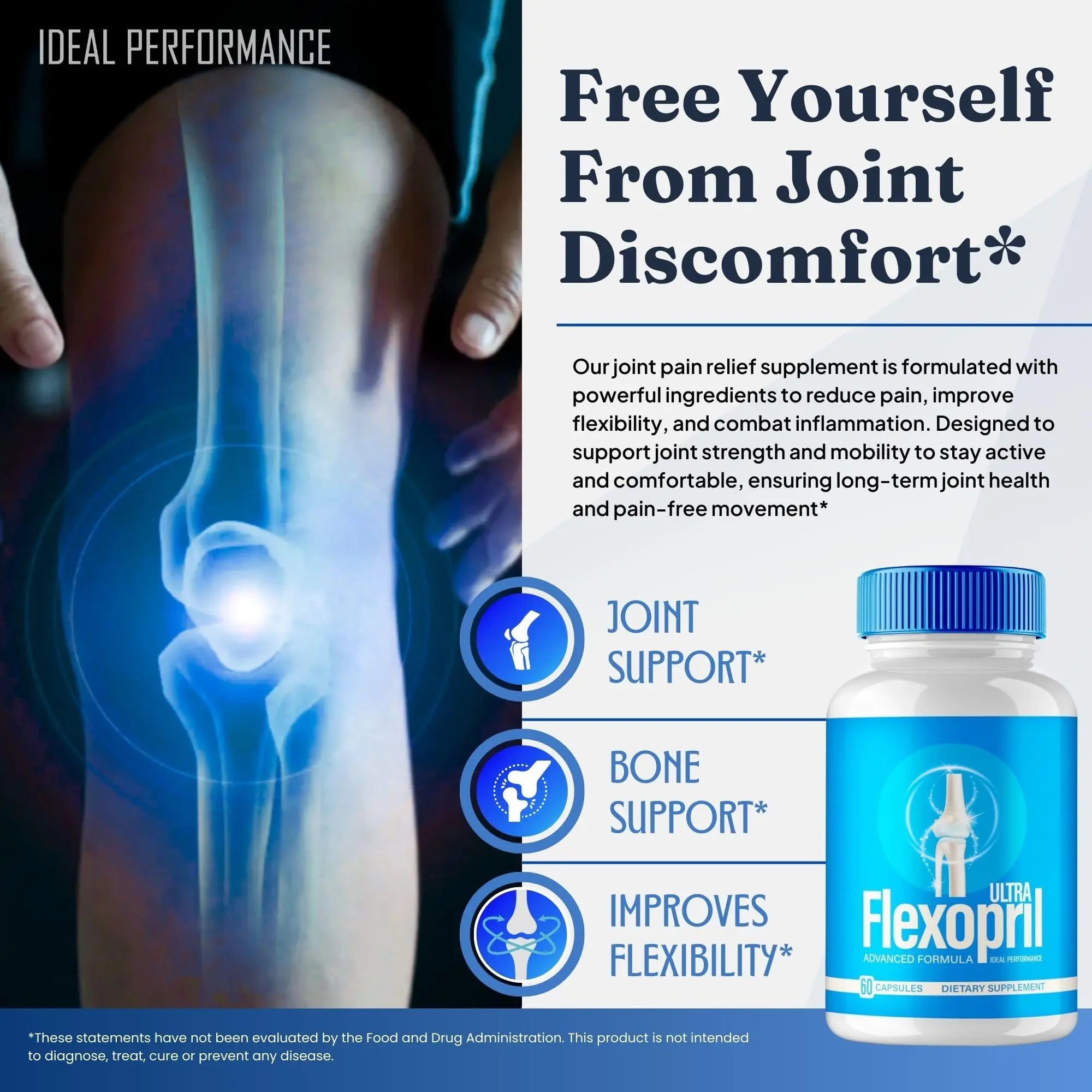 Flexopril Ultra Joint Support Capsules, Official Flexopril Supplement Pills, All-Natural Formula to Fortify Bones and Bolster Flexibility - Maximum Strength, FlexoprilUltra Pills Reviews (5 Pack) IDEAL PERFORMANCE uk supplements