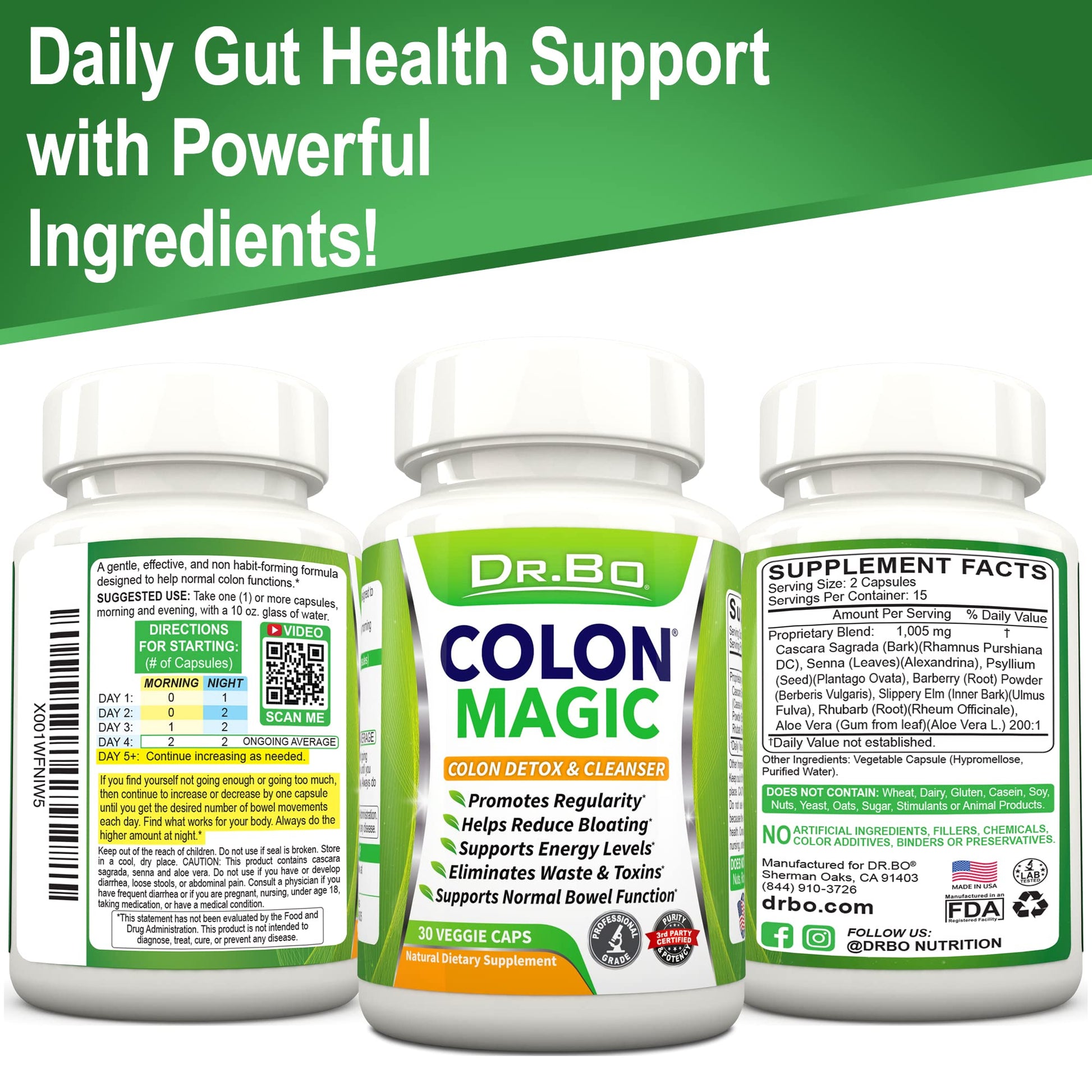 Colon Cleanse Detox Formula - Natural Bowel Cleanser Pills for Intestinal Bloating & Fast Digestive DR. BO uk supplements