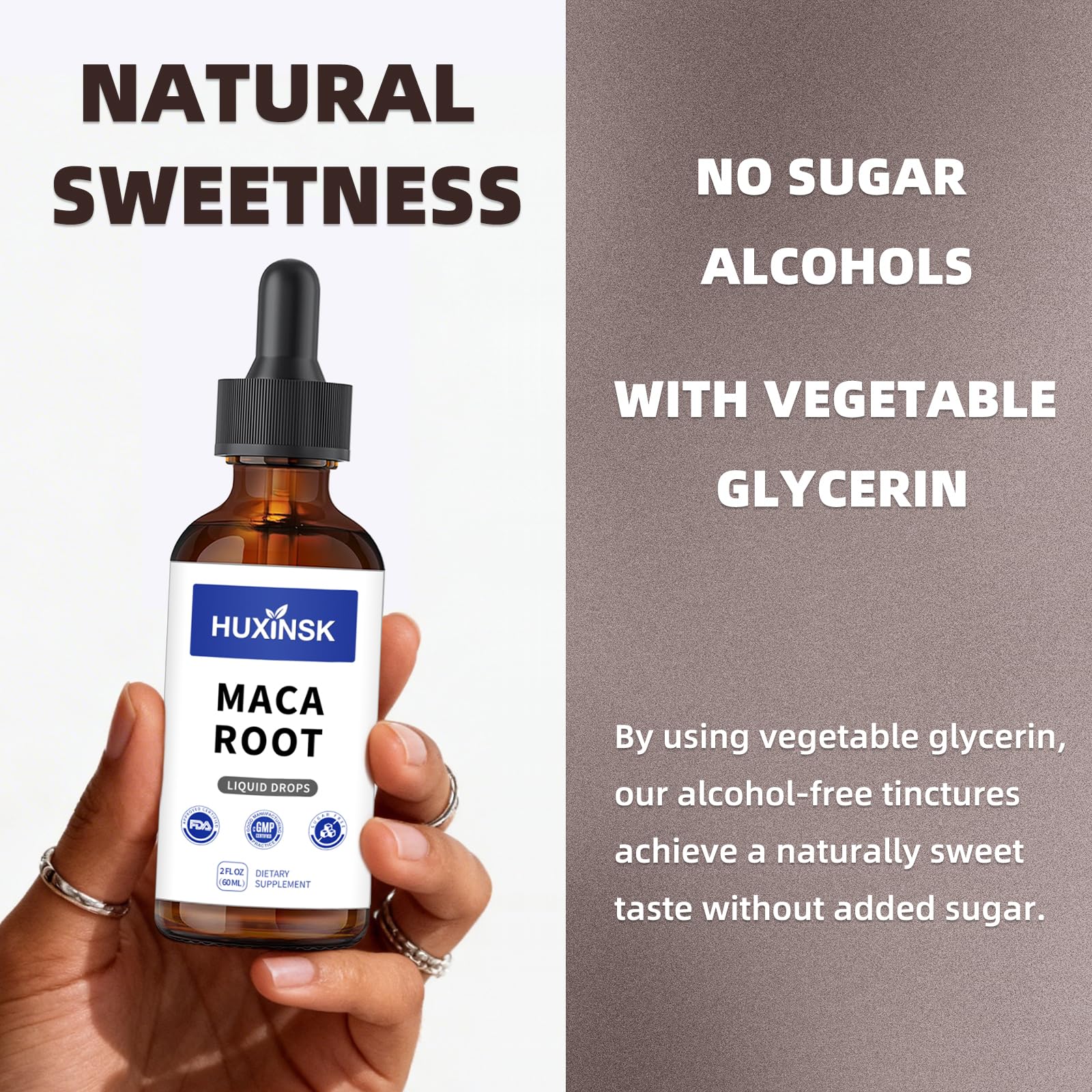Maca Root Liquid Drops Extract | Peruvian Black & Red Blend | Natural Energy & Hormone Balance | Alcohol-Free, 60ml Vegan Tincture HUXINSK uk supplements