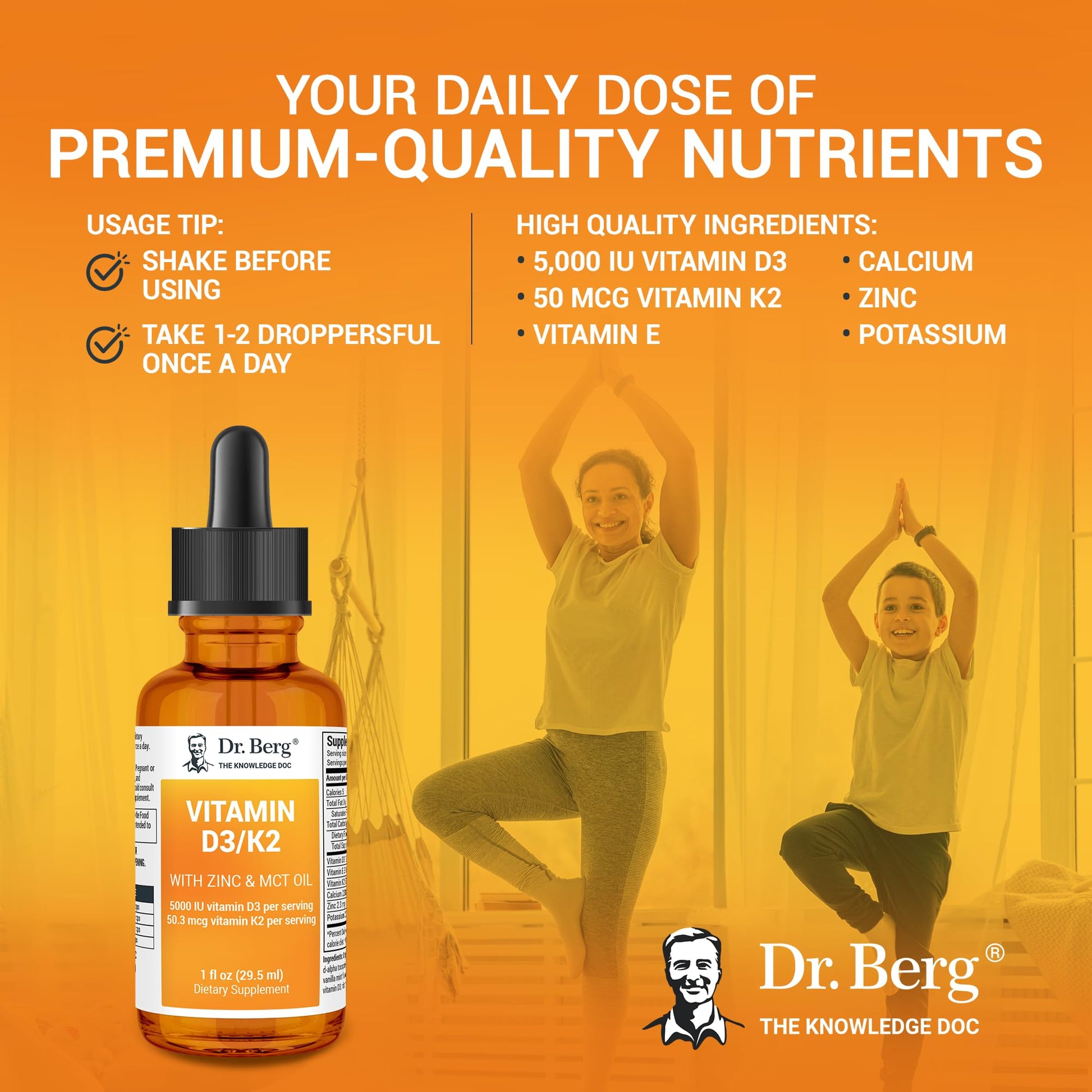 Dr. Berg Liquid Vitamin D3 & K2 Supplement - For Bone, Teeth, Mood & Immune Health Dr. Berg Nutritionals uk supplements