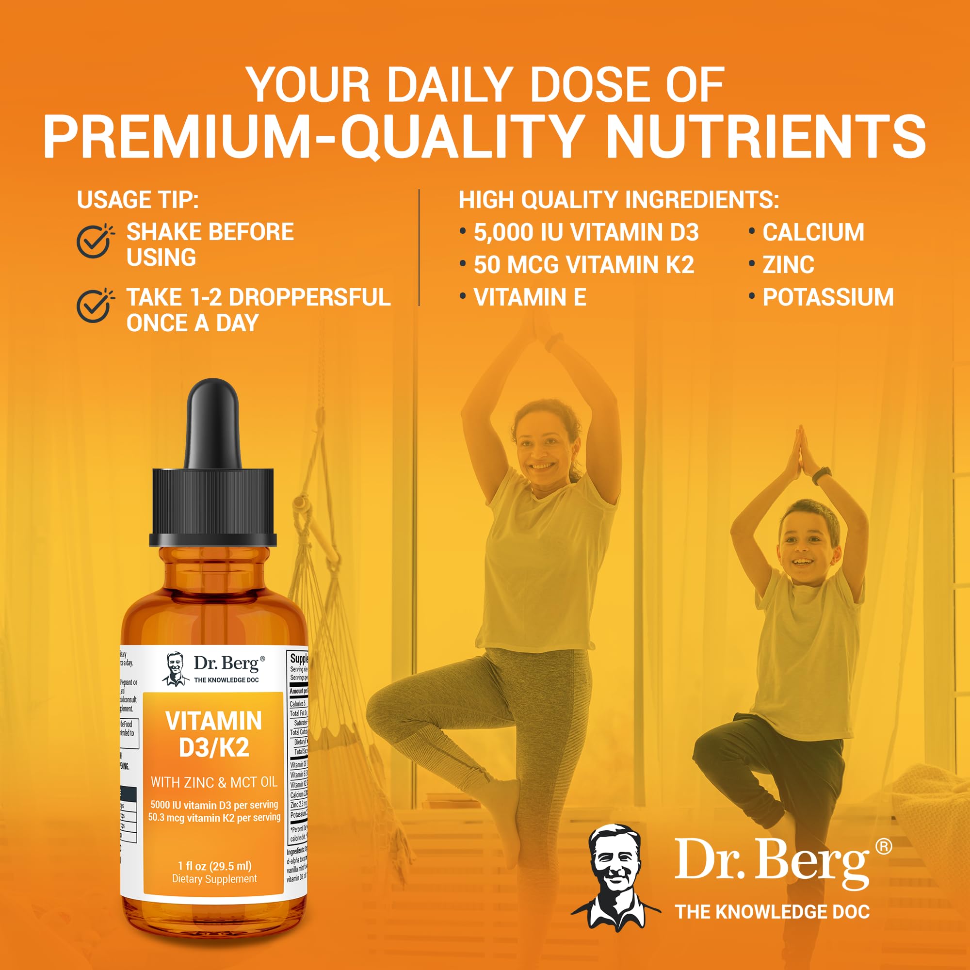 Dr. Berg Liquid Vitamin D3 & K2 Supplement - For Bone, Teeth, Mood & Immune Health Dr. Berg Nutritionals uk supplements
