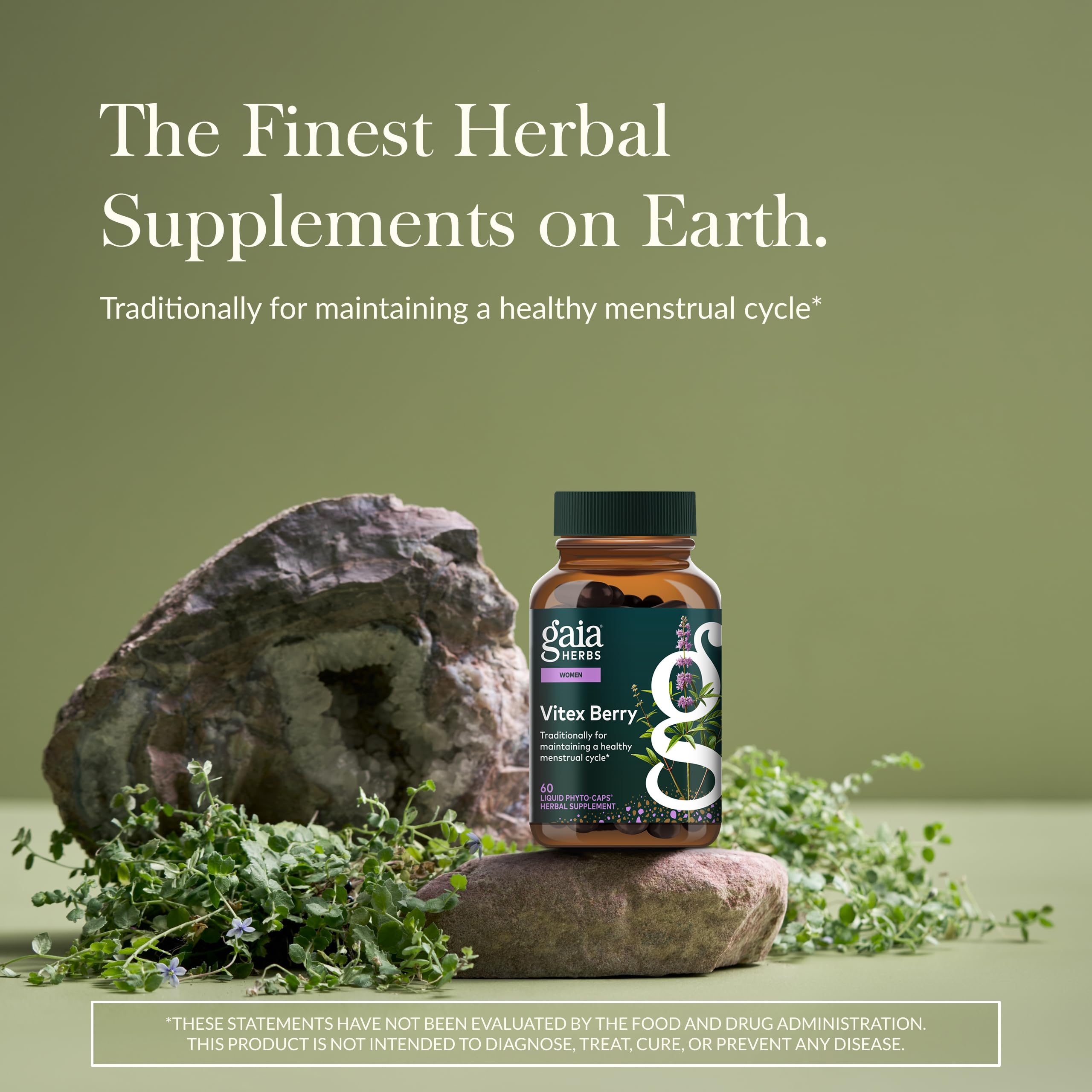 Gaia Herbs Vitex Berry - Vitex Traditionally Used to Support Hormone Balance for Women & a Healthy Menstrual Cycle* - 60 Vegan Liquid Phyto-Caps (30 Servings) Gaia Herbs uk supplements
