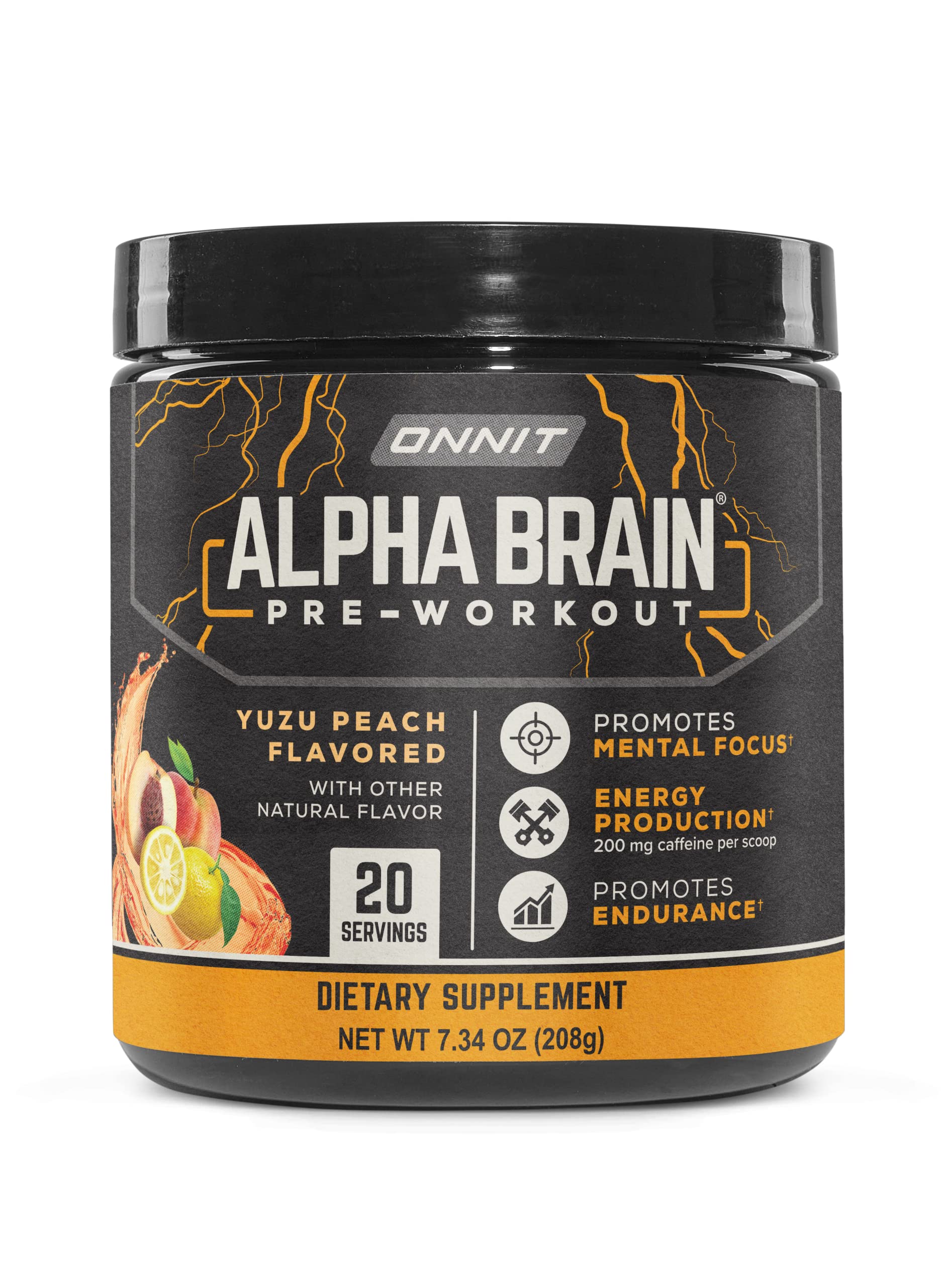 ONNIT Alpha Brain Pre-Workout - Yuzu Peach (20 Serving Tub) ONNIT uk supplements