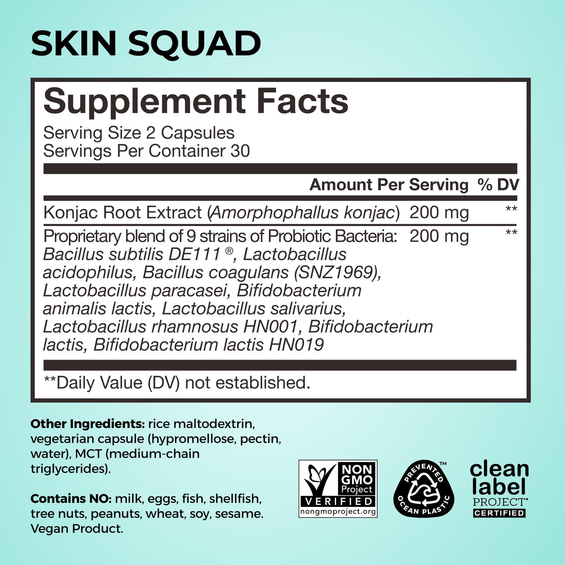 HUM Skin Squad Probiotics for Women and Men, Skin Care Supplement for Clear Complexion & Gut Health Support, Microbiome Prebiotic & Probiotic Supplement for Breakouts, Digestive Health, 60 Capsules HUM uk supplements
