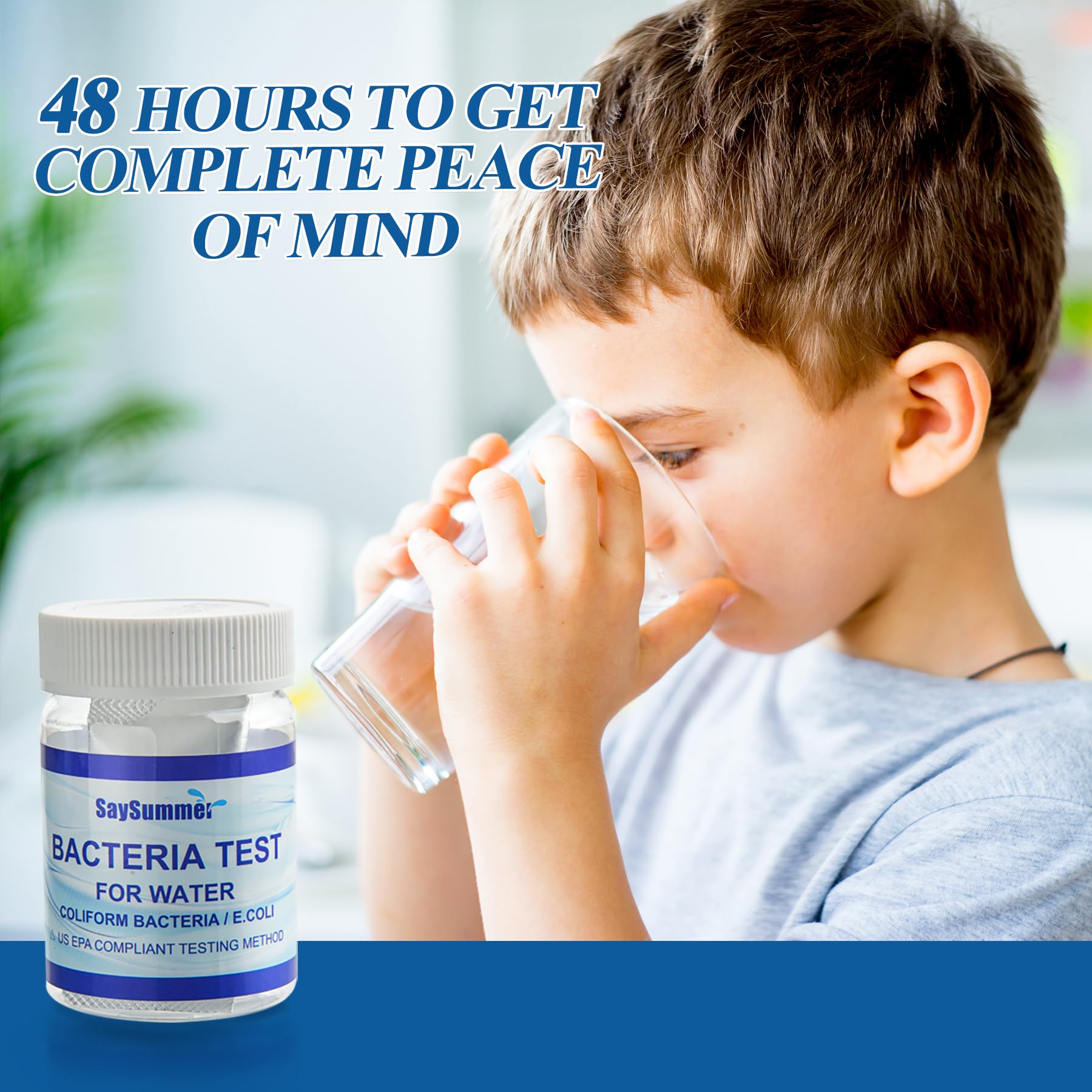 Drinking Water Bacteria Test Kit: 4 Tests Detecting Coliform E coli Bacteria - at Home Well Water Testing Kits for Drinking Water Pool Hot Tub Aquarium and More SaySummer uk supplements