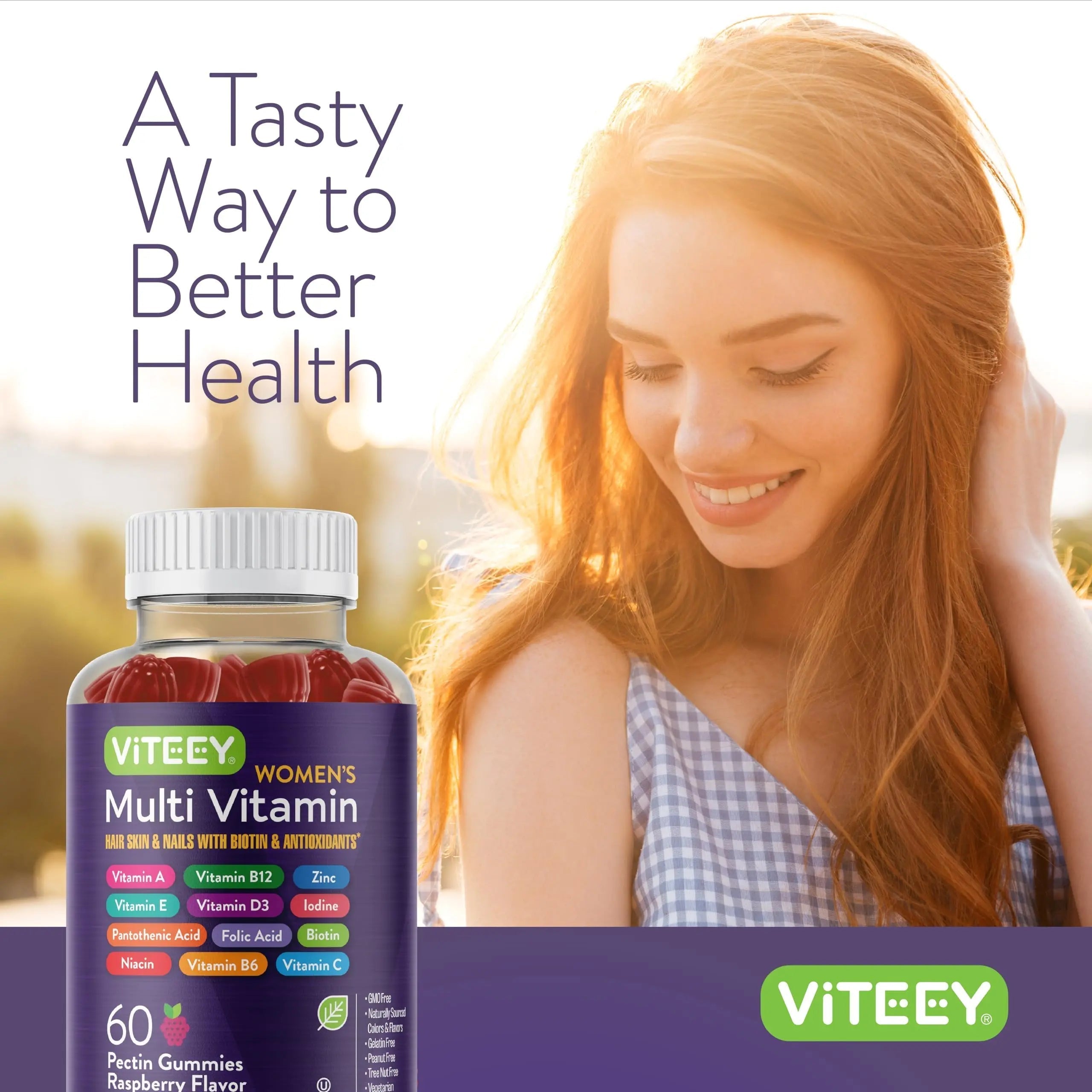 Viteey Womens Multivitamin Gummies - Immune Support - 12 in 1 Essential Vitamins & Minerals - Vitamin A, C, D3, E, B6, B12, Folic Acid, Biotin, Calcium Viteey uk supplements