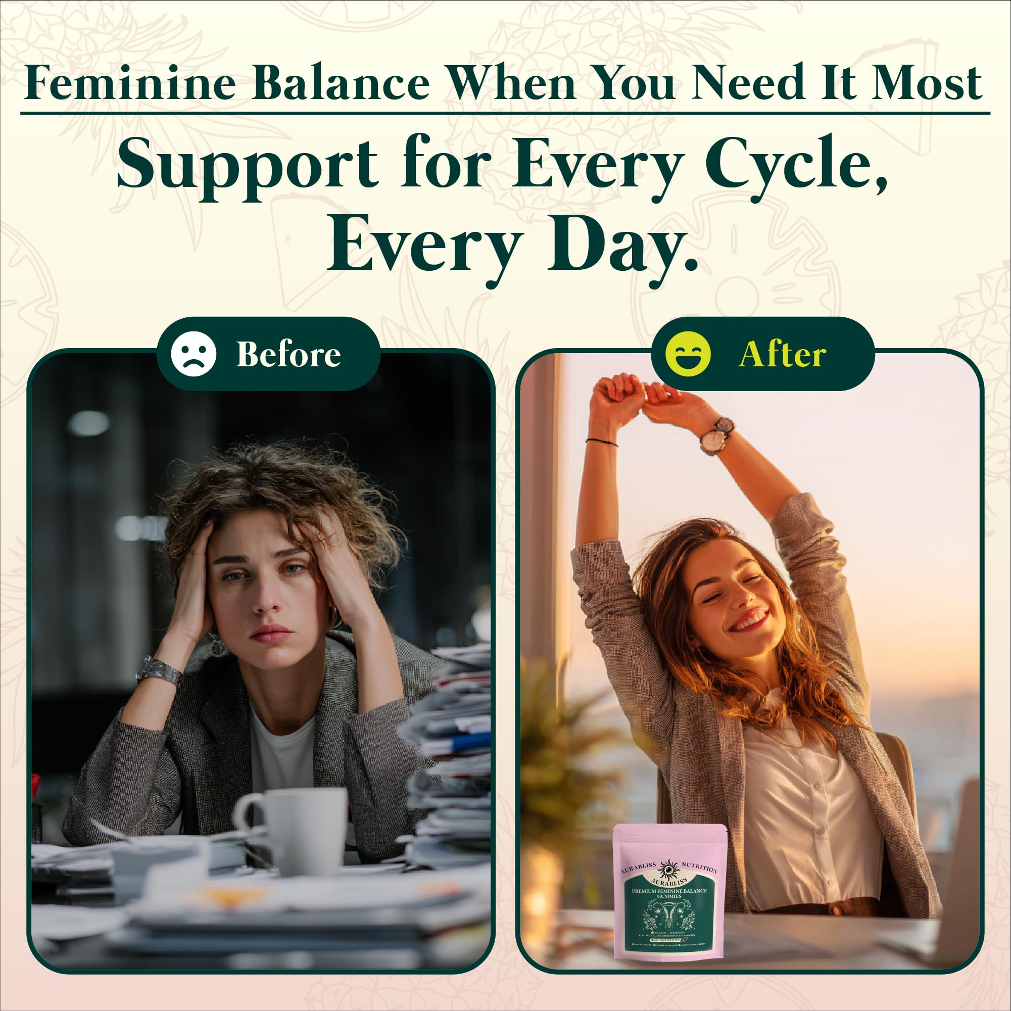 Premium Feminine Balance Gummies for Women - Hawaiian Pineapple Gummies for Women PH Balance Wellness, Immune Support, Vegan Daily Supplement for Odor and Flora Health , 60 Counts - 30 Servings Aurabliss uk supplements