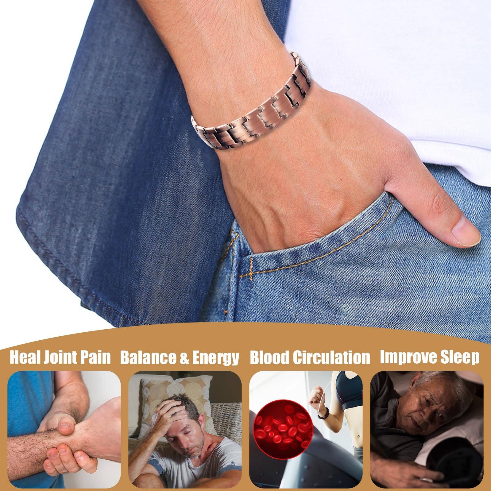 MagVIVACE Copper Bracelet for Men, Magnetic Bracelet with 3500 Gauss Magnets MagVIVACE uk supplements