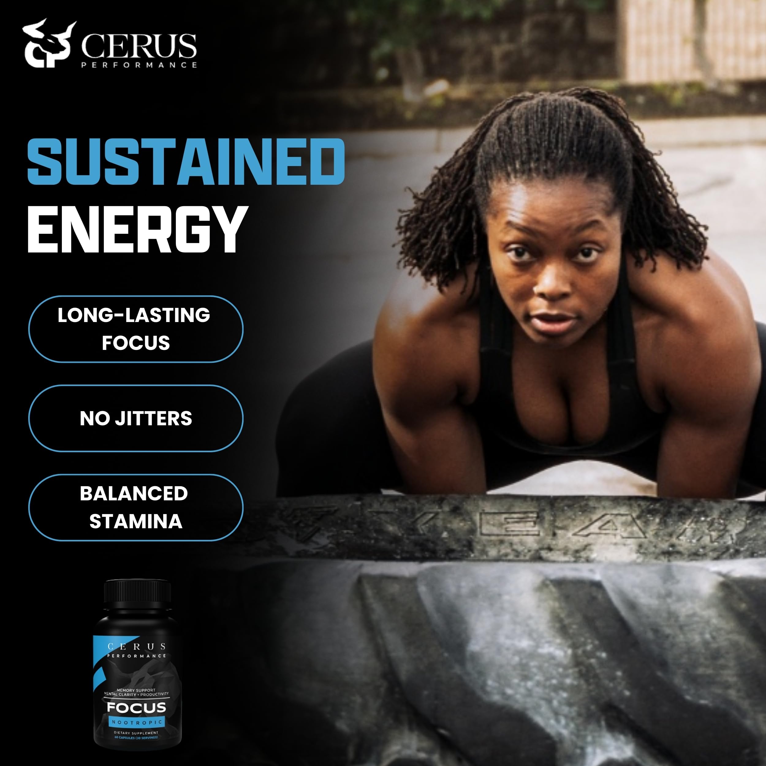 Cerus Performance Focus Nootropic Supplement - Enhances Mental Clarity, Boosts Memory & Cognitive Function, Improves Alertness - Ideal for Athletes & Fitness Enthusiasts - 60 Capsules Cerus uk supplements