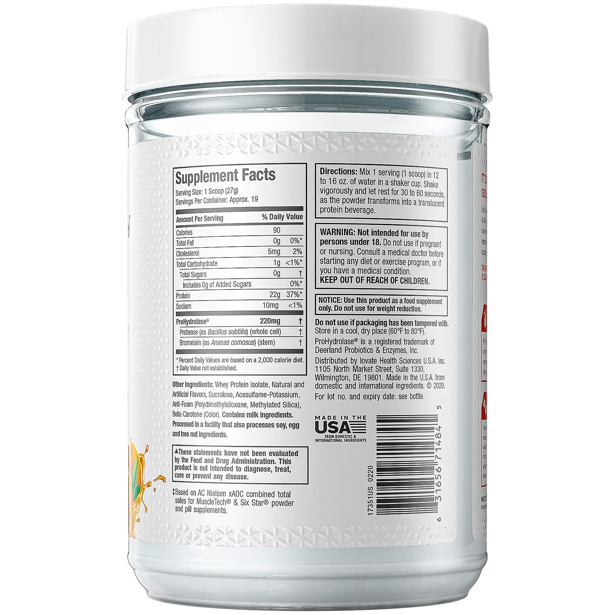 Whey Protein Powder MuscleTech Clear Whey Protein Isolate Whey Isolate Muscletech uk supplements