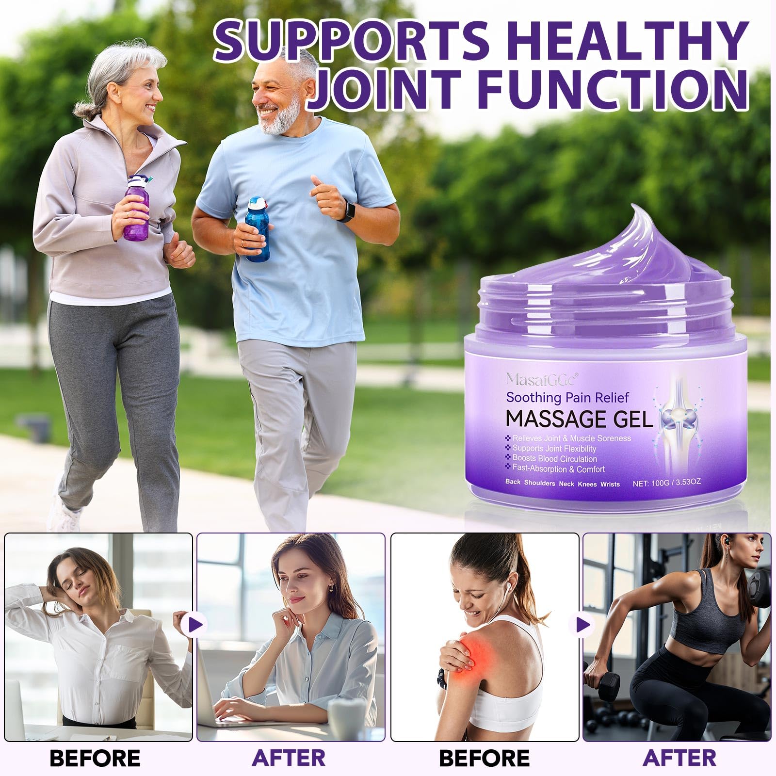 Soothing Massage Gel - Joint Massage Purple Gel, Natural Ingredients & Fast-Absorbing for Soothing Joint, Shoulder, Knee, Back & Muscle Stiffness GTZSXNP uk supplements