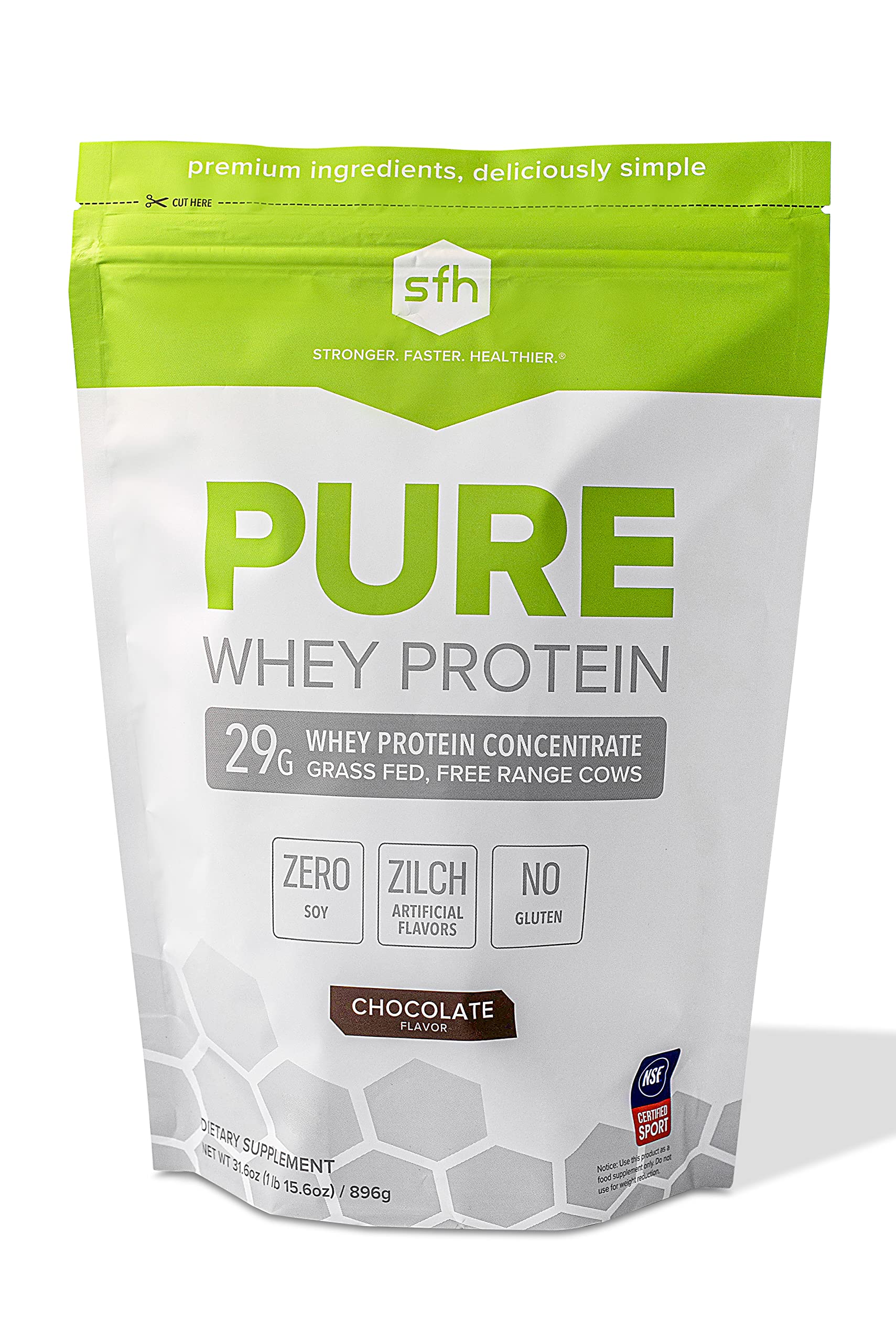 SFH Pure Whey Protein Powder (Chocolate) Best Tasting 100% Grass Fed Whey SFH uk supplements