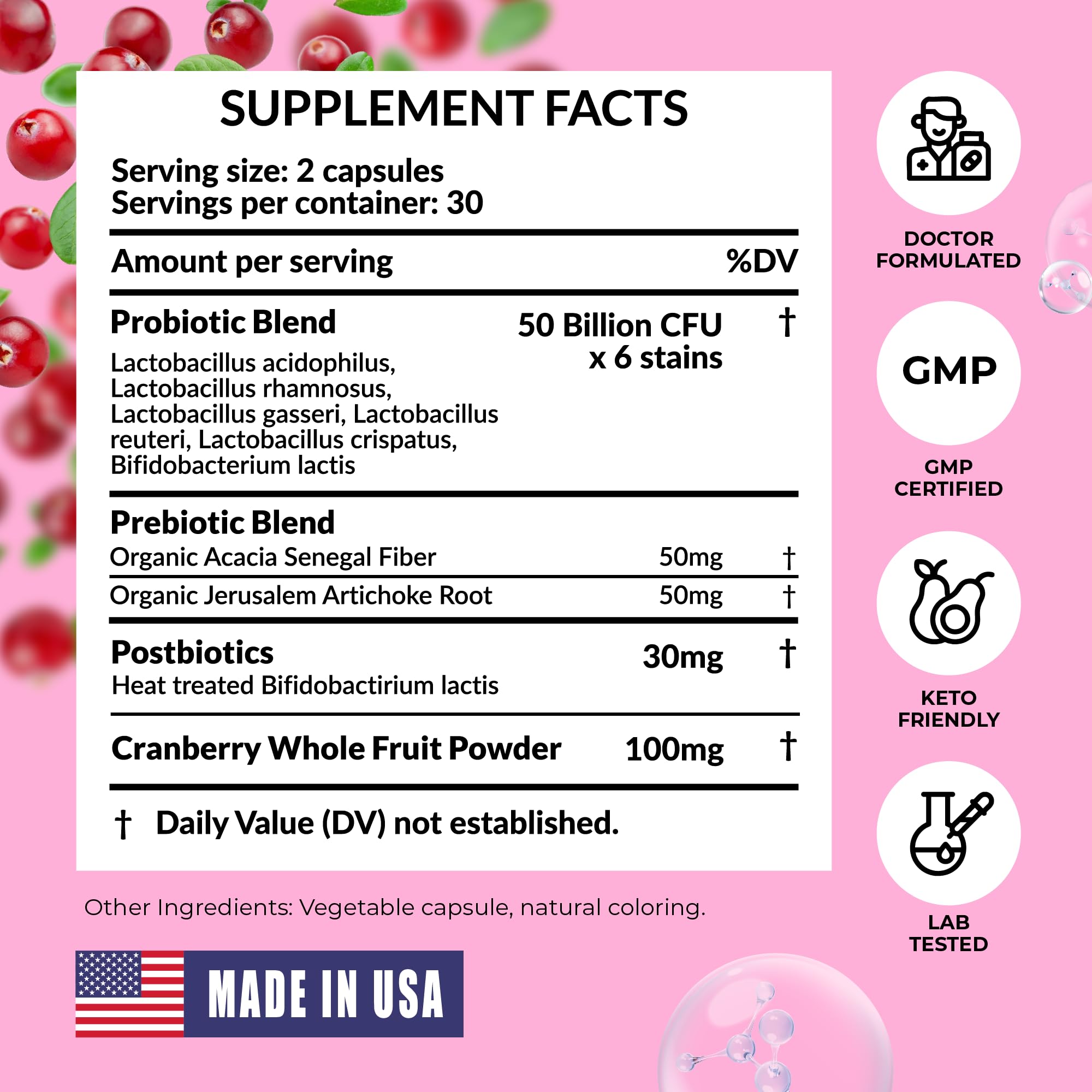 Women’s Probiotic for Vaginal Health | 50 Billion CFU with Probiotics, Prebiotic, Postbiotics & Cranberry for pH Balance, UTI Support, Yeast, Gut Health, Odor, Dryness & Feminine Comfort PharmaSupps uk supplements