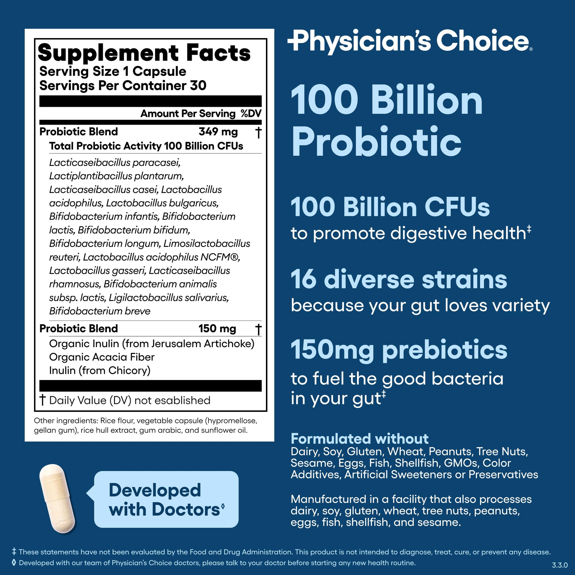 Physician's CHOICE 100 Billion Advanced Probiotic - 16 Strains + Organic Prebiotics - Digestive & Gut Health - Supports Occasional Constipation, Diarrhea, Gas & Bloating - Probiotics for Women & Men Physician's CHOICE uk supplements