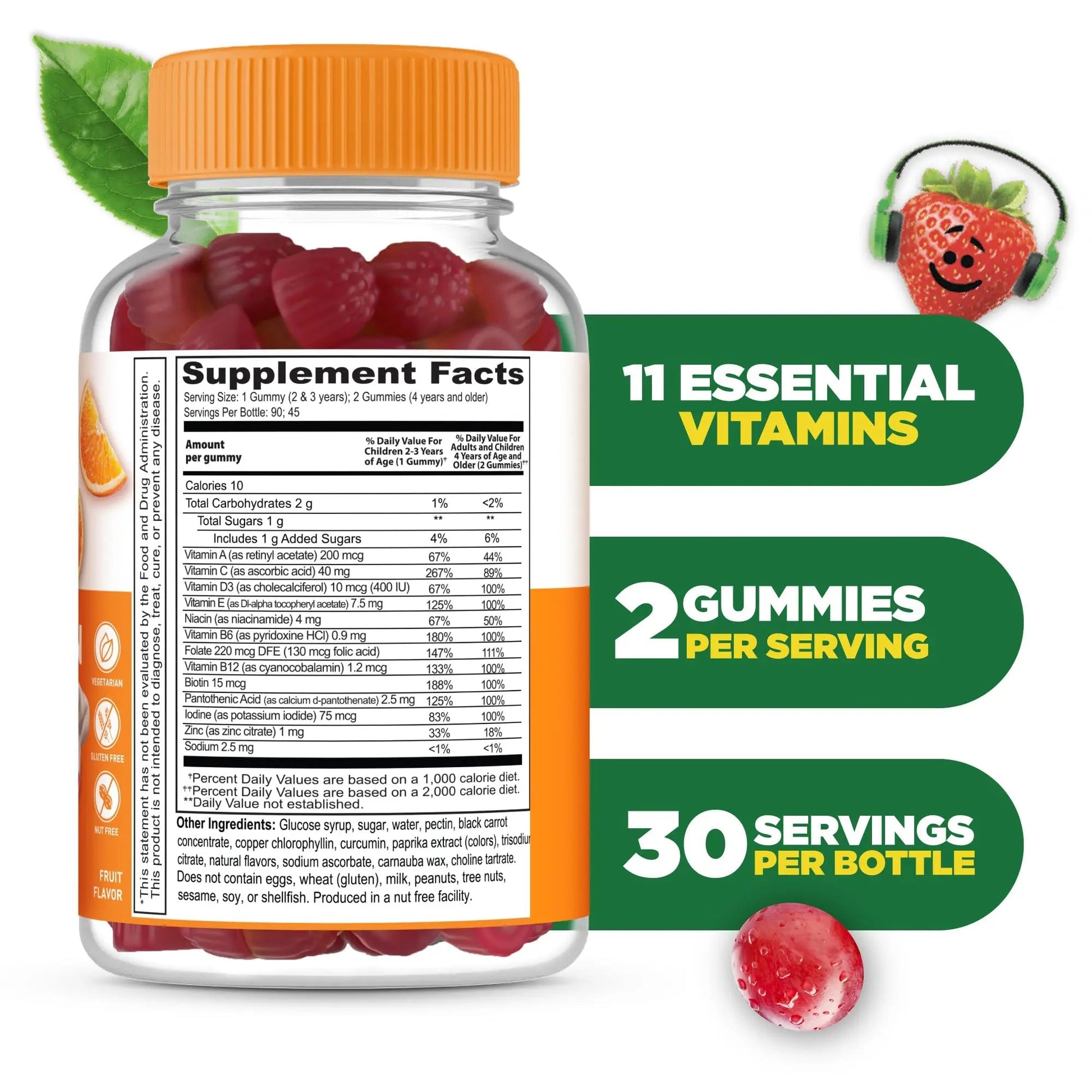 Lifeable Kids Multivitamin Gummies | Great Tasting Multivitamin for Kids | with Vitamins A, C, D, E, B6, B12, Zinc, Biotin Lifeable uk supplements
