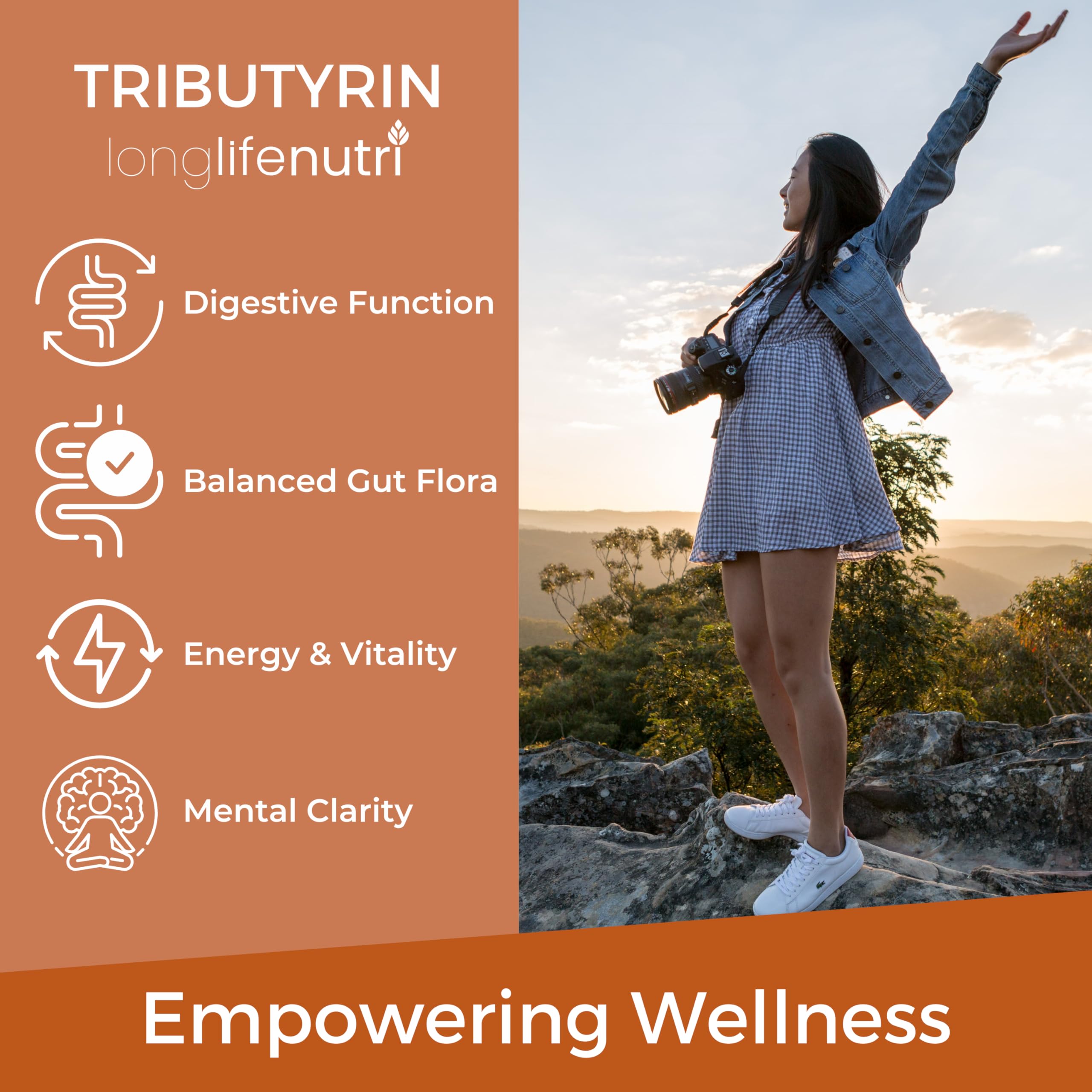 BioGutyrin – Tributyrin 500mg, Postbiotic Supplement for Gut Function & Nutrient Absorption, 120 Vegetarian Capsules, Butyric Acid for Butyrate Production, 4-Month Supply, GMP Certified, Made in USA LongLifeNutri uk supplements
