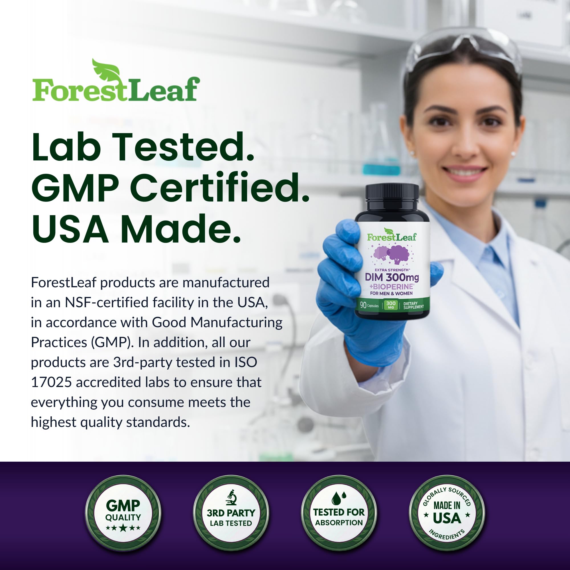 ForestLeaf DIM Supplement - 300mg DIM Estrogen Supplement for Women/Men - Diindolylmethane with BioPerine Black Pepper - Support for Detox, Metabolism, Hormone Balance & Menopause - 90 Caps ForestLeaf uk supplements