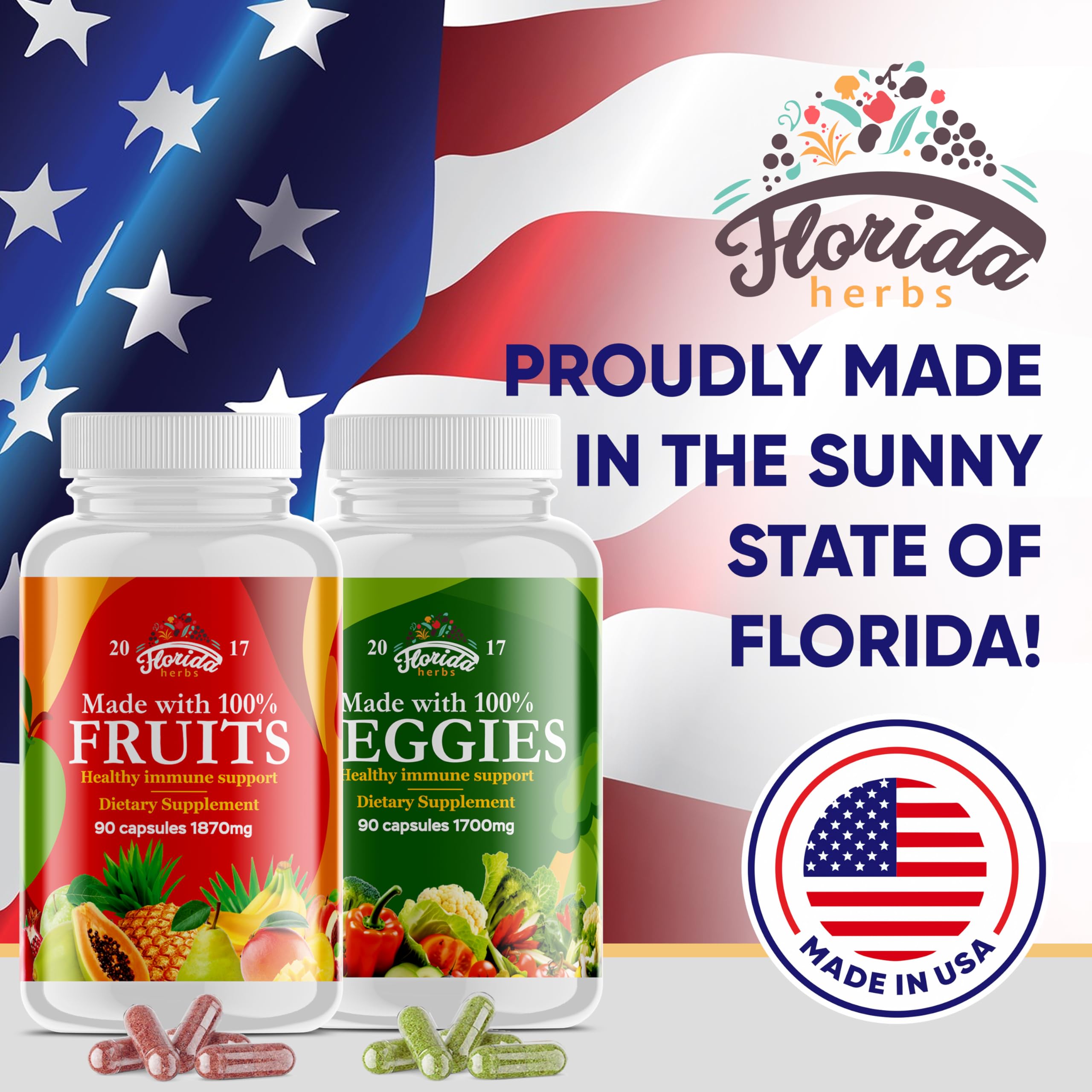 Fruits and Vegetables Supplement - 90 Fruit and 90 Veggie Capsules - Nature Vitamins, Balance of Fruits and Veggies Supports Energy Balance, Soy Free, Vegan Capsules - 90 Count (Pack of 2) FLORIDA HERBS uk supplements
