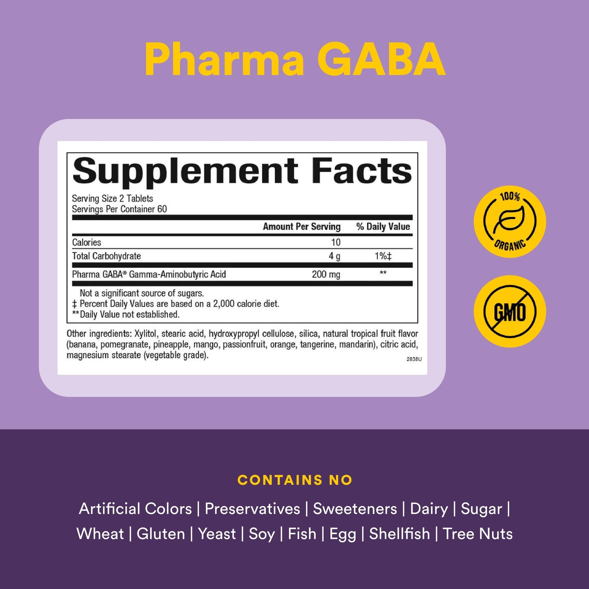 Natural Factors Pharma GABA - Dietary Supplement Supports Calm Sleep & Sleep Quality - Natural, Fast-Working Supplement Aids Focus & Brain Health - 120 Chewable Tablets (60 Servings) Natural Factors uk supplements