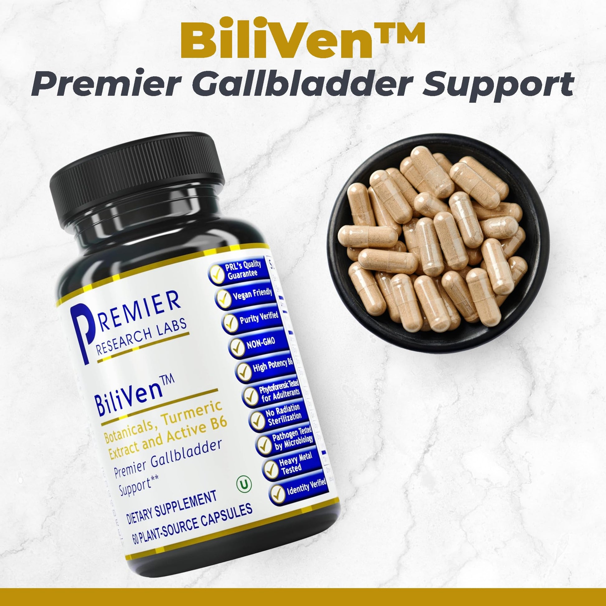 Premier Research Labs BiliVen -Gallbladder & Liver Cleanse Supplement, Gallbladder Support Pills with Artichoke Extract, Milk Thistle, Vitamin B6, Beet Root, Turmeric, Curcumin- 60 Vegetarian Capsules Premier Research Labs uk supplements