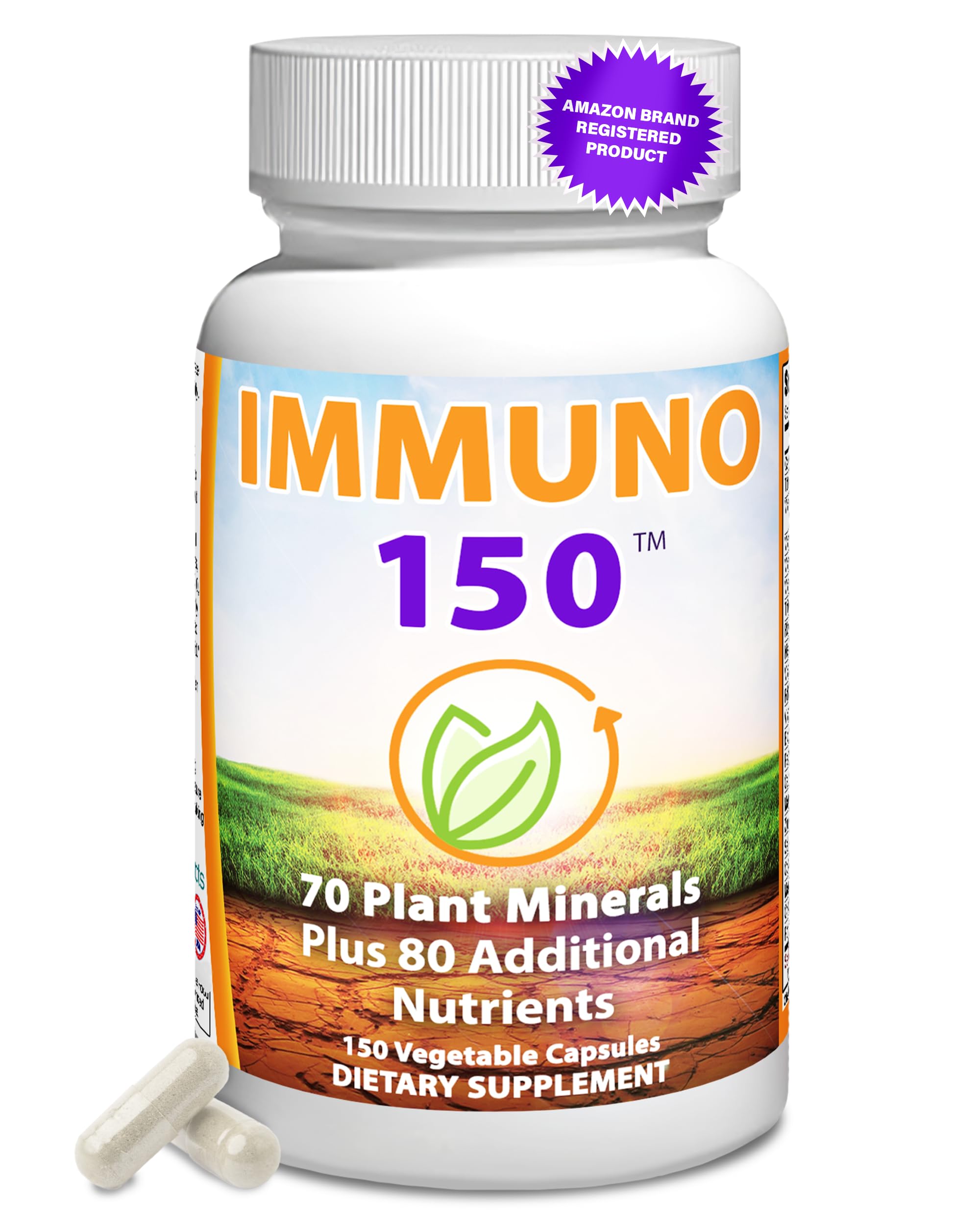 Immuno 150, Immune Support Supplement, Packed with 70 Plant Minerals, 13 Essential Vitamins and 68 Additional Nutrients-150 Vegetable Capsules- Immune Boost for All Age Groups Immuno 150 uk supplements