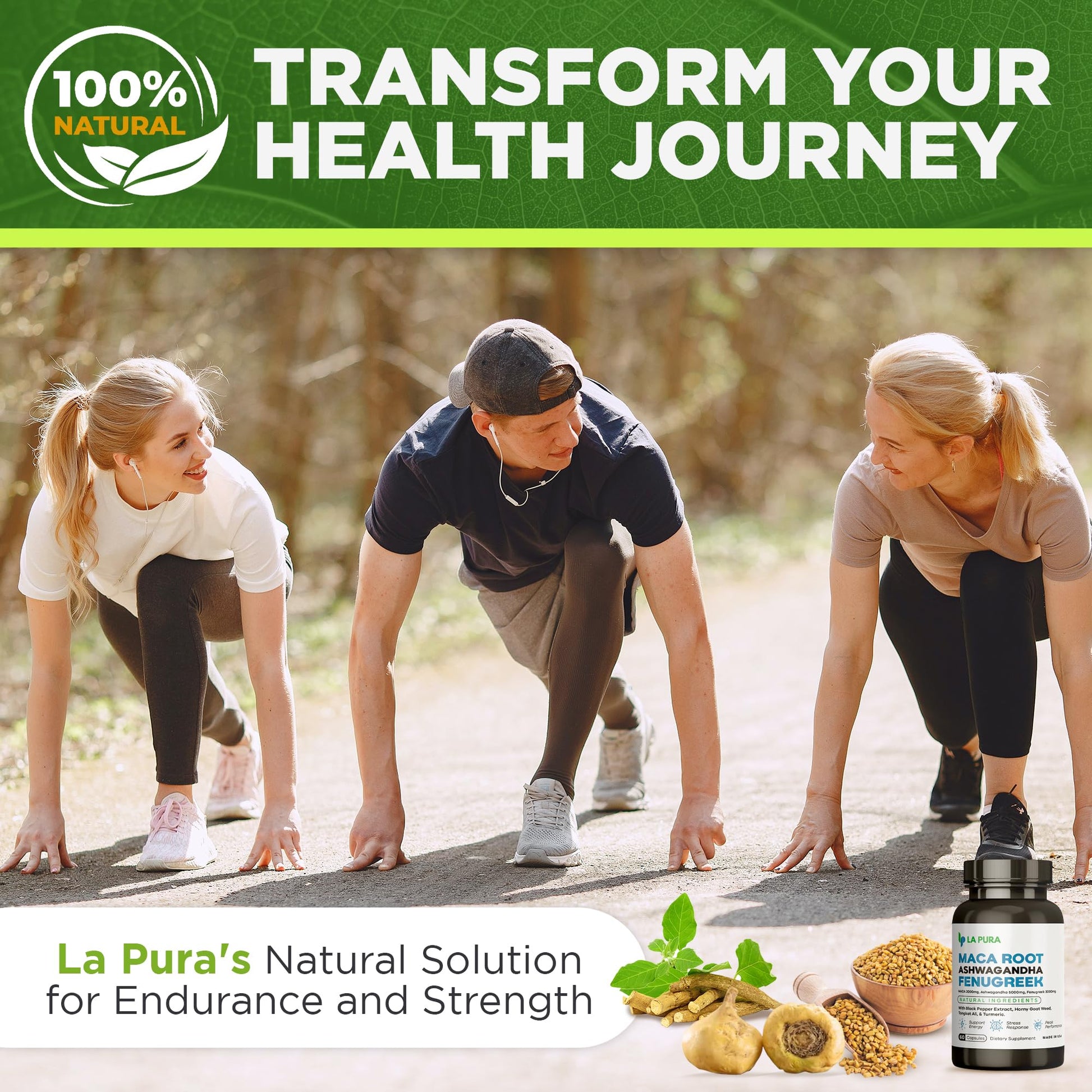LaPura Ashwagandha 5000mg Maca Root 2000mg Fenugreek 3000mg Supplement LaPura uk supplements