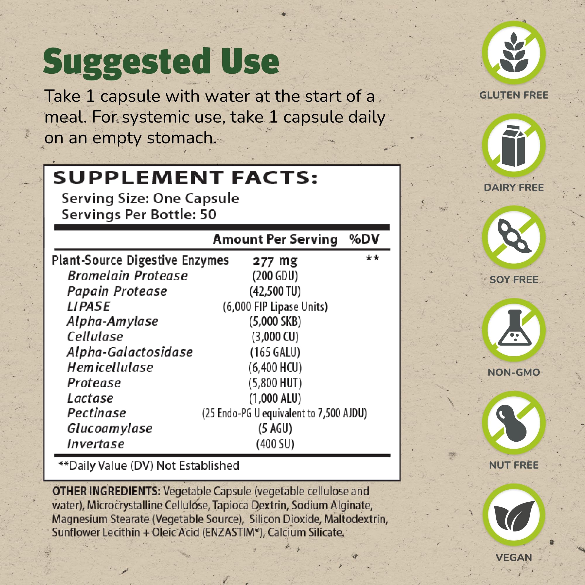 Master Supplements Enzalase - 50 Capsules, Pack of 3 - Probiotic Compatible Enzymes - Provides Digestive Boost + Gas & Bloating Relief - Gluten Free - 150 Total Servings ENZALASE uk supplements