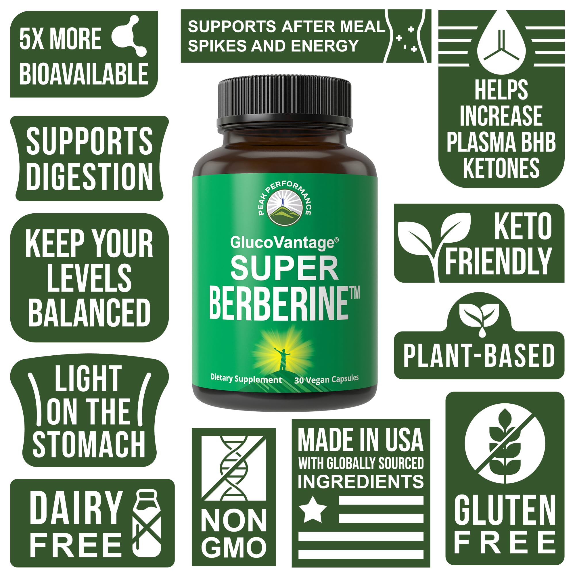Dihydroberberine Super Berberine Supplement - GlucoVantage® 200mg Now 5X More Effective Than Regular Berberine HCL Powder Capsules. Metabolism Support Keto Friendly Plus Vegan Extract Pills Peak Performance uk supplements
