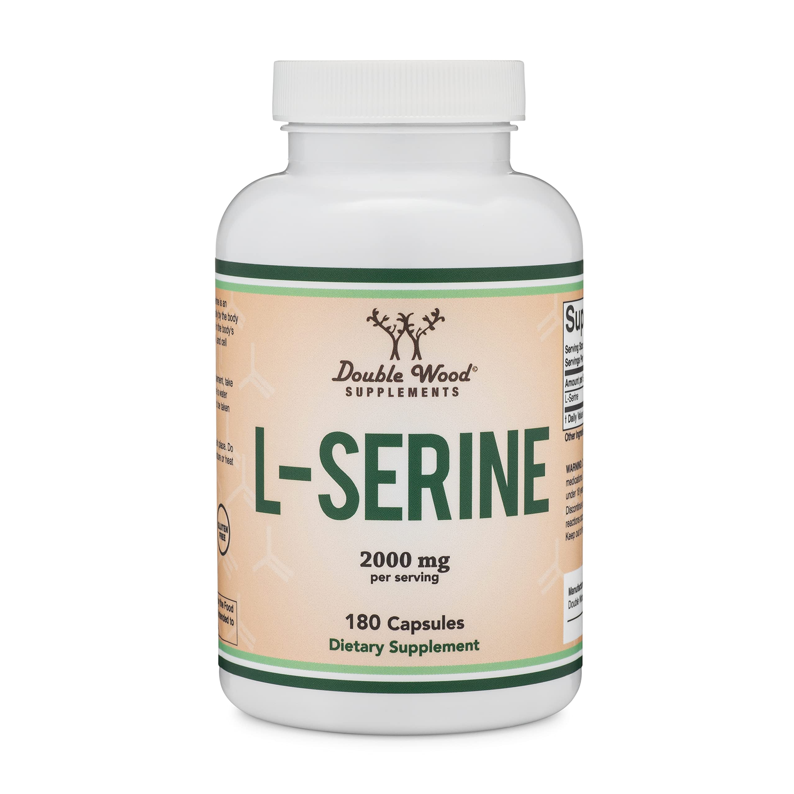 L-Serine Capsules (Third Party Tested) - 2,000mg Servings Used in Clinical Study, 180 Count, 500mg per Capsule (L Serine Amino Acid for Serotonin Production and Brain Support) by Double Wood Double Wood Supplements uk supplements