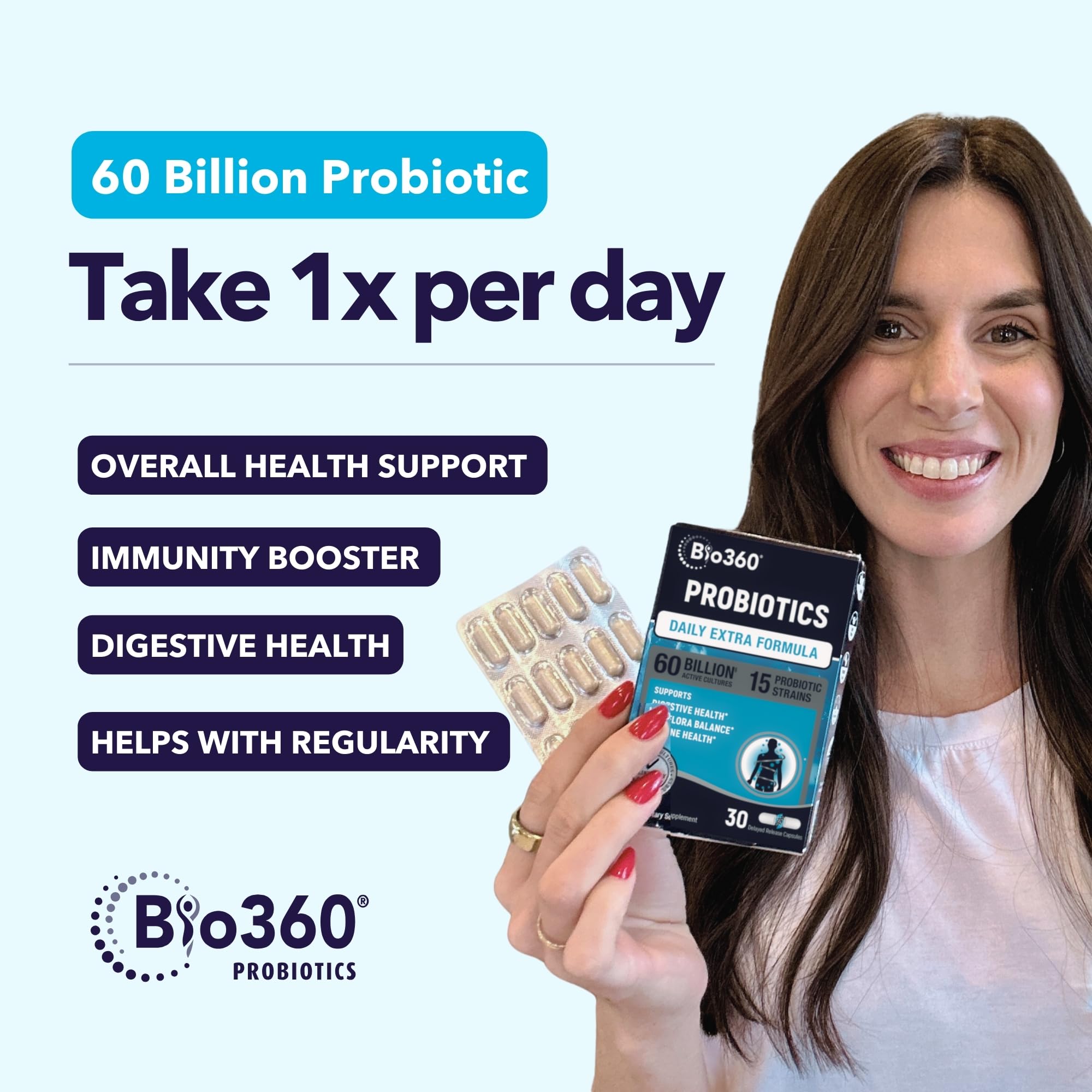 Extra Strength Probiotic for Digestive Health and Immune Support, 60 Billion CFU & 15 Strains, Gut Health Probiotics for Men and Women Supports Occasional Constipation, Diarrhea, Gas & Bloating, 30CT Bio360 uk supplements