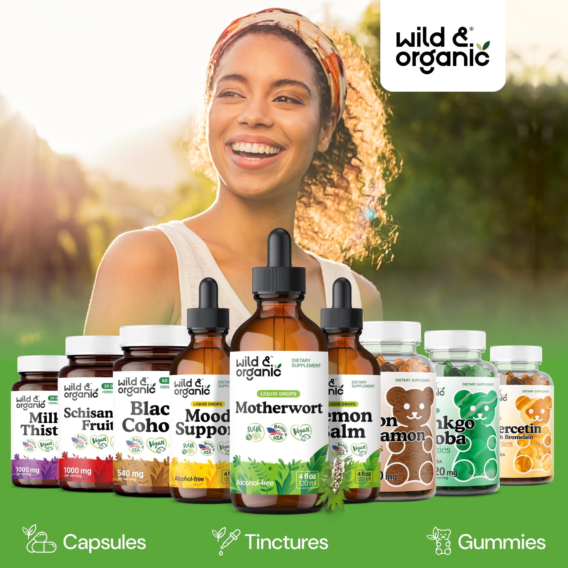Wild & Organic Motherwort Tincture - Good Mood, Calmness, Overall Support - Supplements for Women with Motherwort Herb - Vegan, Sugar & Alcohol-Free Extract Drops - 4 fl oz Wild & Organic uk supplements