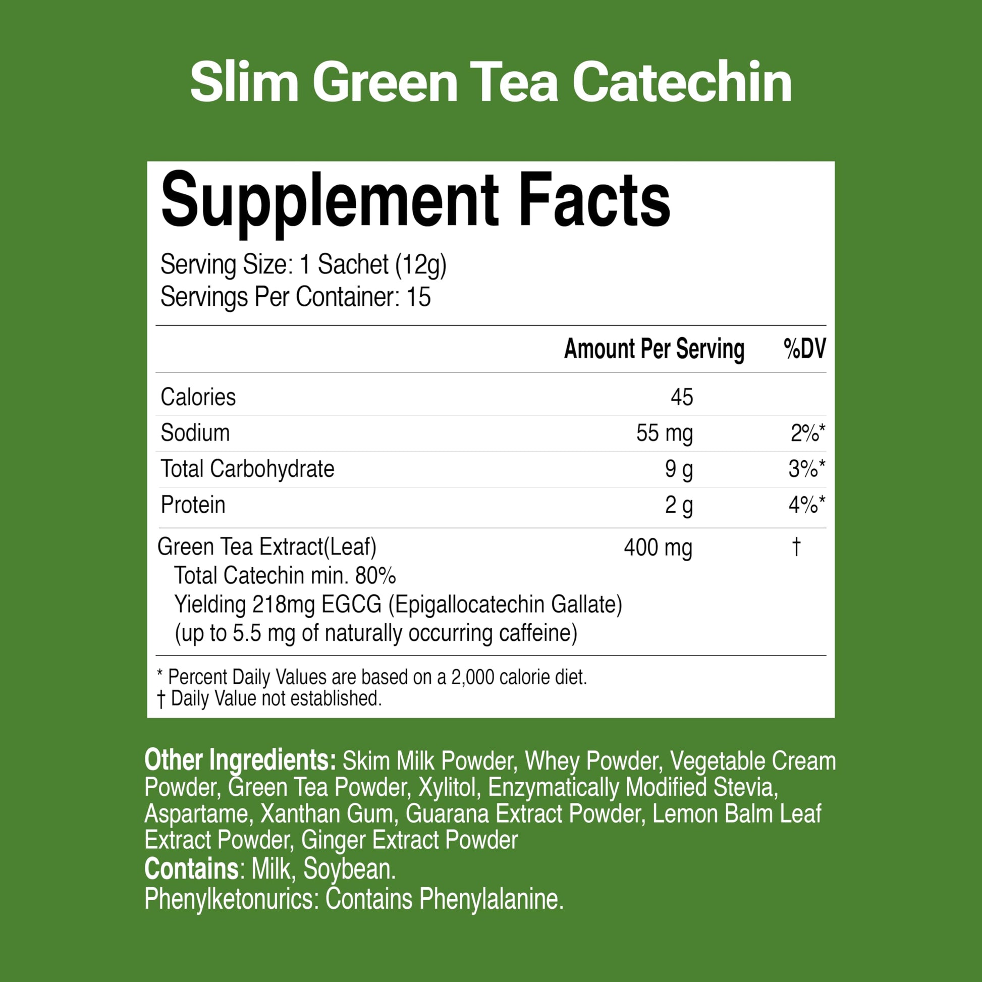 Slim Green Tea Catechin - Matcha Latte Flavor - 15 Pack - Supports Healthy Weight JAYU uk supplements