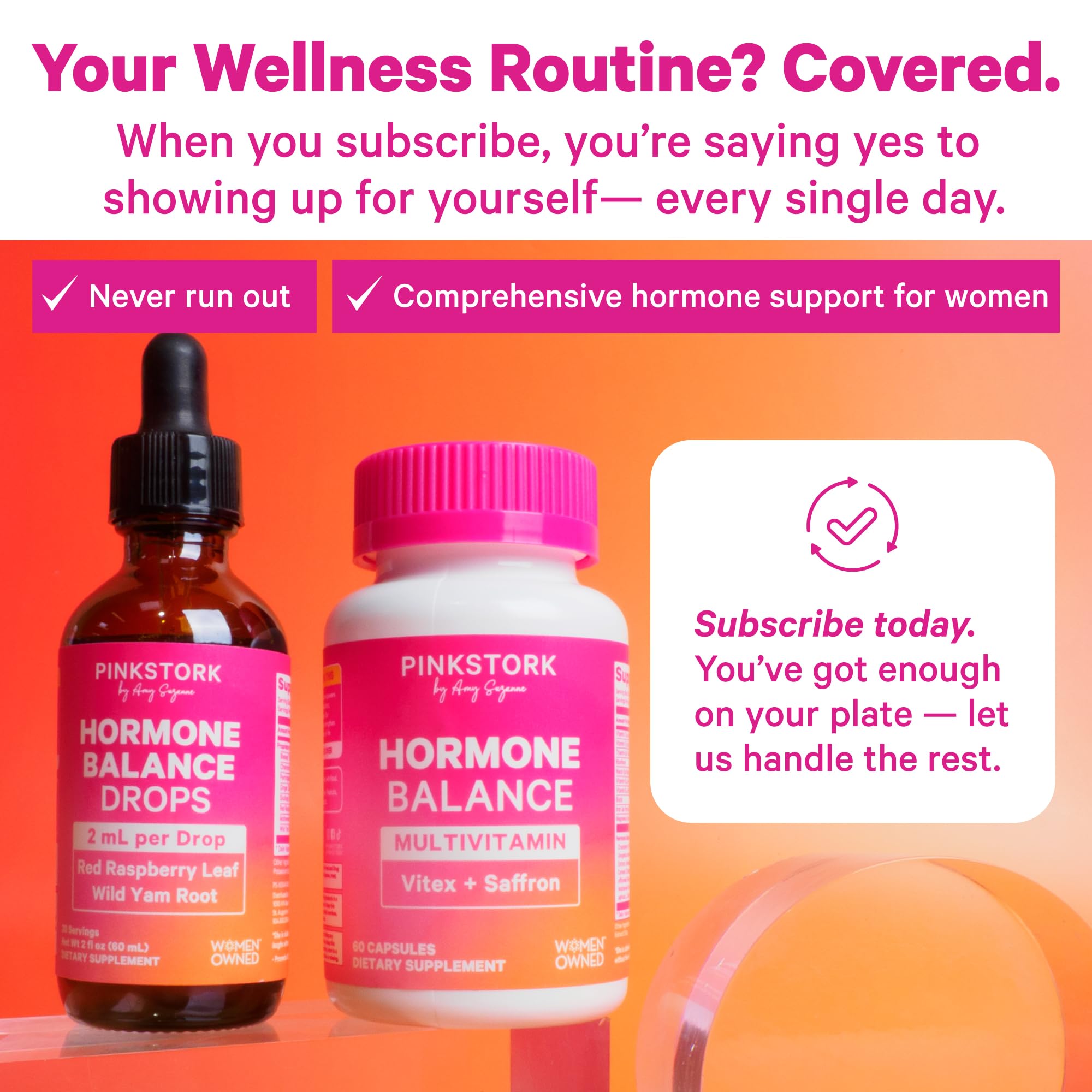 Pink Stork Hormone Balance Drops for Women - Supports Hormonal Health, PMS, Perimenopause & Mood, with Red Raspberry Leaf & Wild Yam - Liquid Supplement - Vegan, 2oz, 30 Servings Pink Stork uk supplements