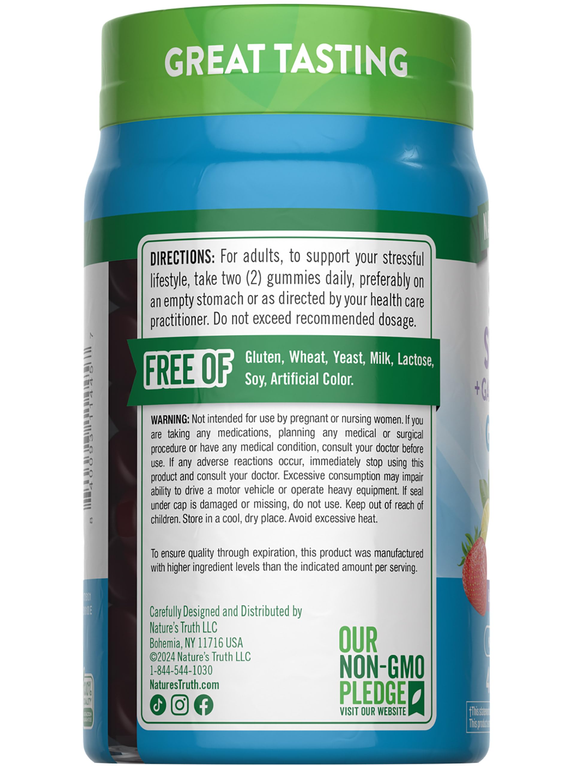 Nature's Truth Stress Relief Gummies for Adults | with Gaba, L Theanine, and Lemon Balm | Lemon Strawberry Flavor | Non-GMO & Gluten Free Supplement Nature's Truth uk supplements