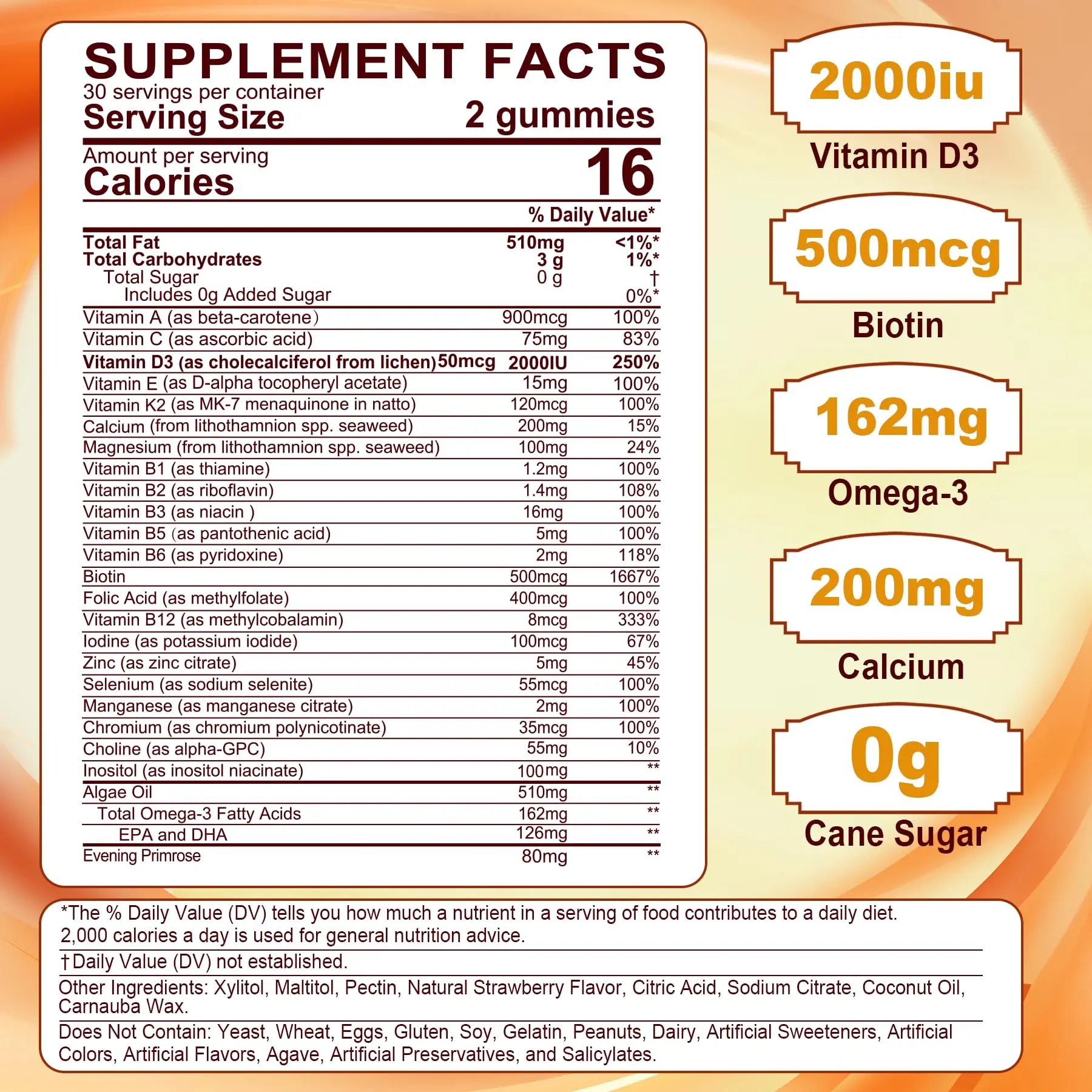 Womens Multivitamin Gummy with Omega 3（DHA/EPA), Vitamin D3 K2, Calcium, Inositol, Daily Womens Vitamin A C E B Complex LILICARE uk supplements