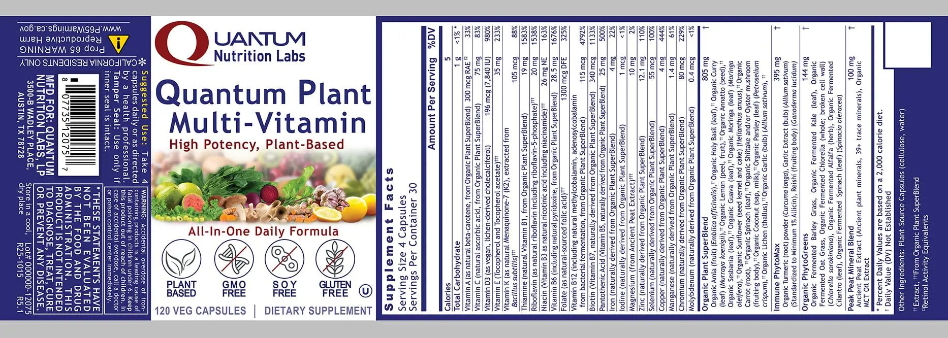 QNL Quantum Plant Multi-Vitamin - Complete Multivitamin - Immune Support for Adults - Natural Multivitamin for Men & Women Quantum Nutrition uk supplements