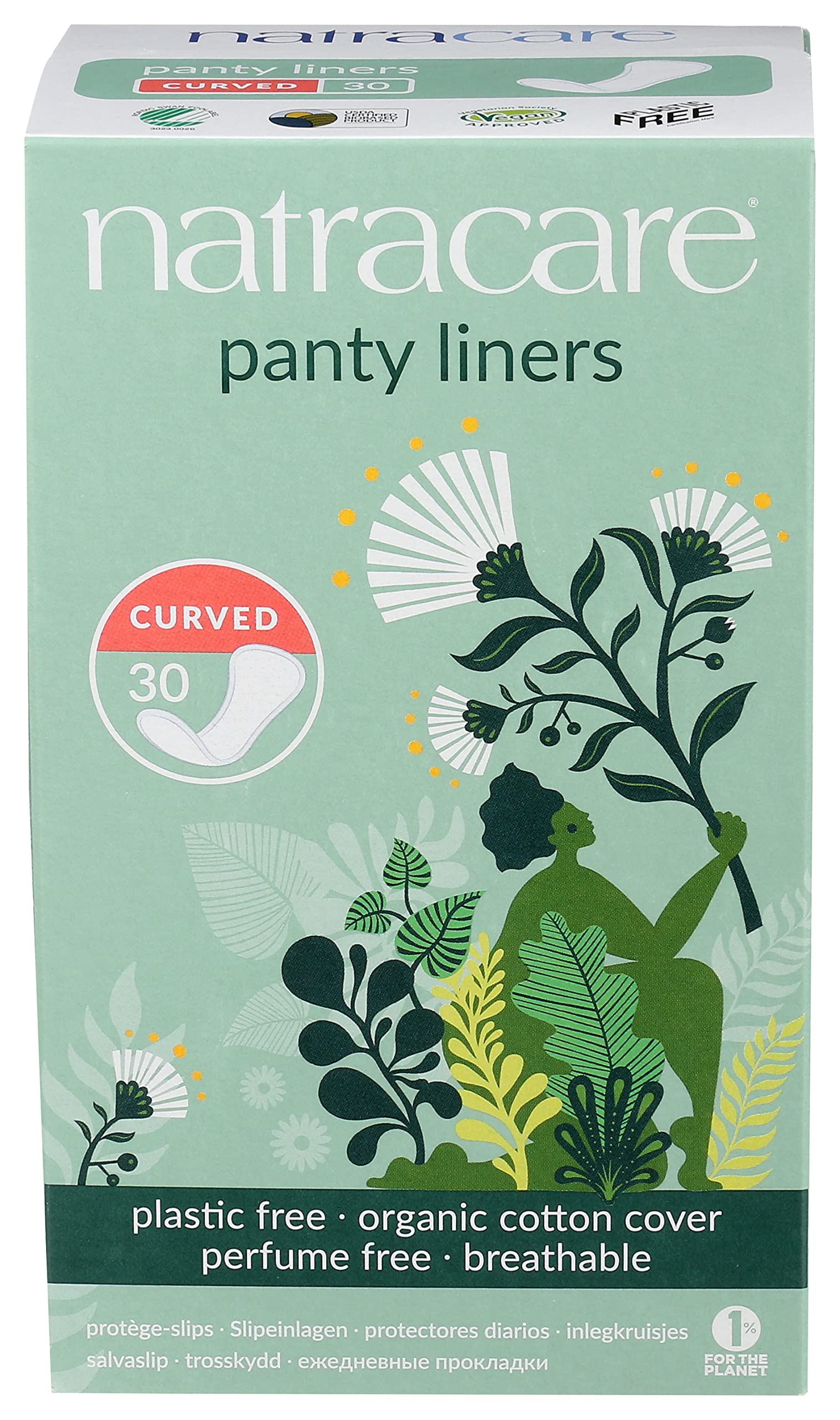 Natracare Natural Organic Curved Panty Liners, with Certified Organic Cotton, Ecologically Certified NATRACARE uk supplements