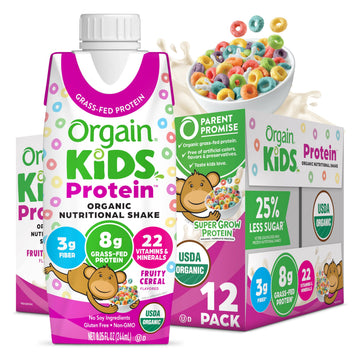 Orgain Organic Kids Nutritional Protein Shake, Fruity Cereal - Kids Snacks with 8g Dairy Orgain uk supplements