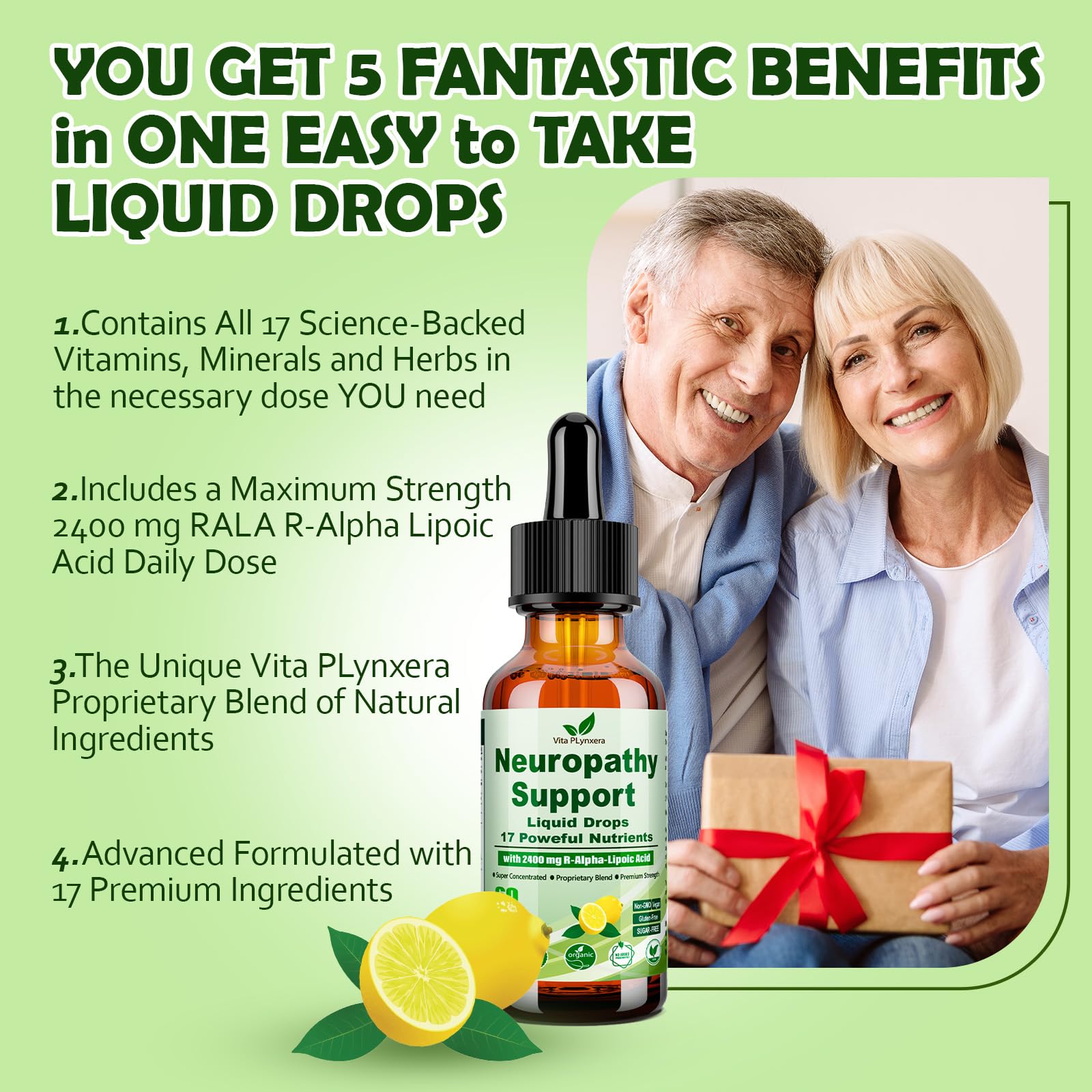 Neuropathy Supplements Liquid Drops, Advance 17-in-1 Stabilized R-Alpha Lipoic Acid (R-ALA) w. Acetyl L-Carnitine Vitamin B-Complex Magnesium, High Potency R-Lipoic Acid for Nerve Antioxidant Energy Vita PLynxera uk supplements