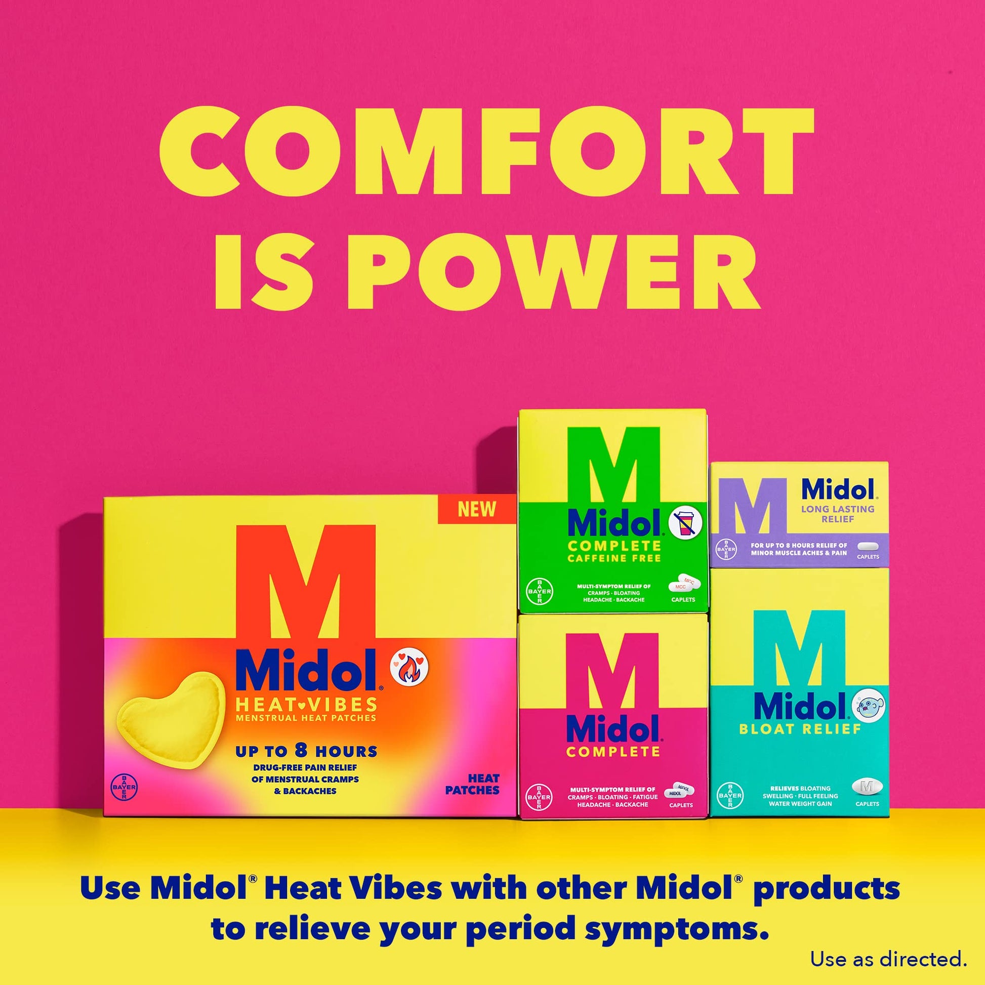 Midol Heat Vibes Menstrual Pain Relief Heat Patches - 6 Count Pack for Period Cramps and Backache Midol uk supplements