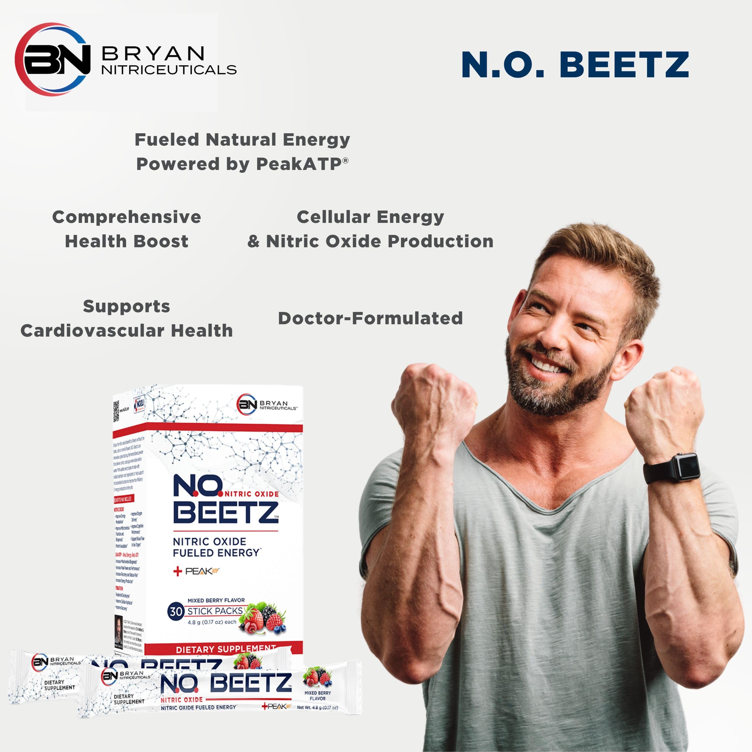 Bryan Nitriceuticals N.O. Beetz Nitric Oxide Fueled Energy Boost Supplement, Hydration & Cellular Energy Production Enhancer, Blend of Vitamins and Minerals (30 Servings) Bryan Nitriceuticals uk supplements