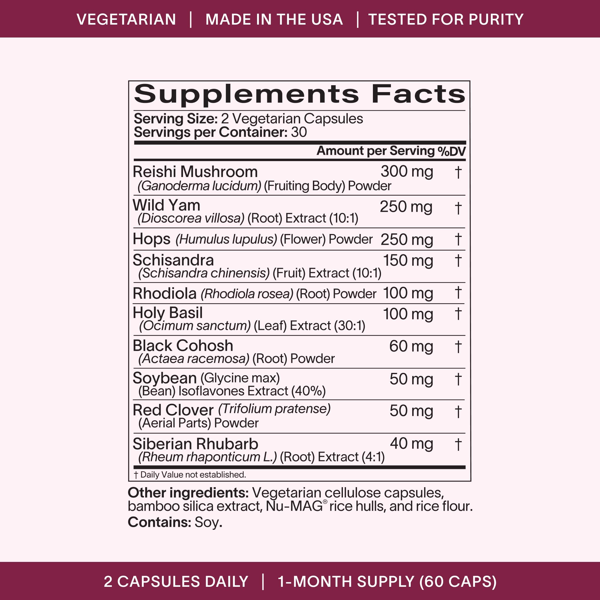Ladywell Perimeno - Perimenopause Support - Support for Mood, Mental Clarity, Sleep & Hot Flashes - Black Cohosh, Reishi, Wild Yam, Holy Basil, Schisandra, Rhodiola, Siberian Rhubarb / 60 Veg Caps Ladywell uk supplements