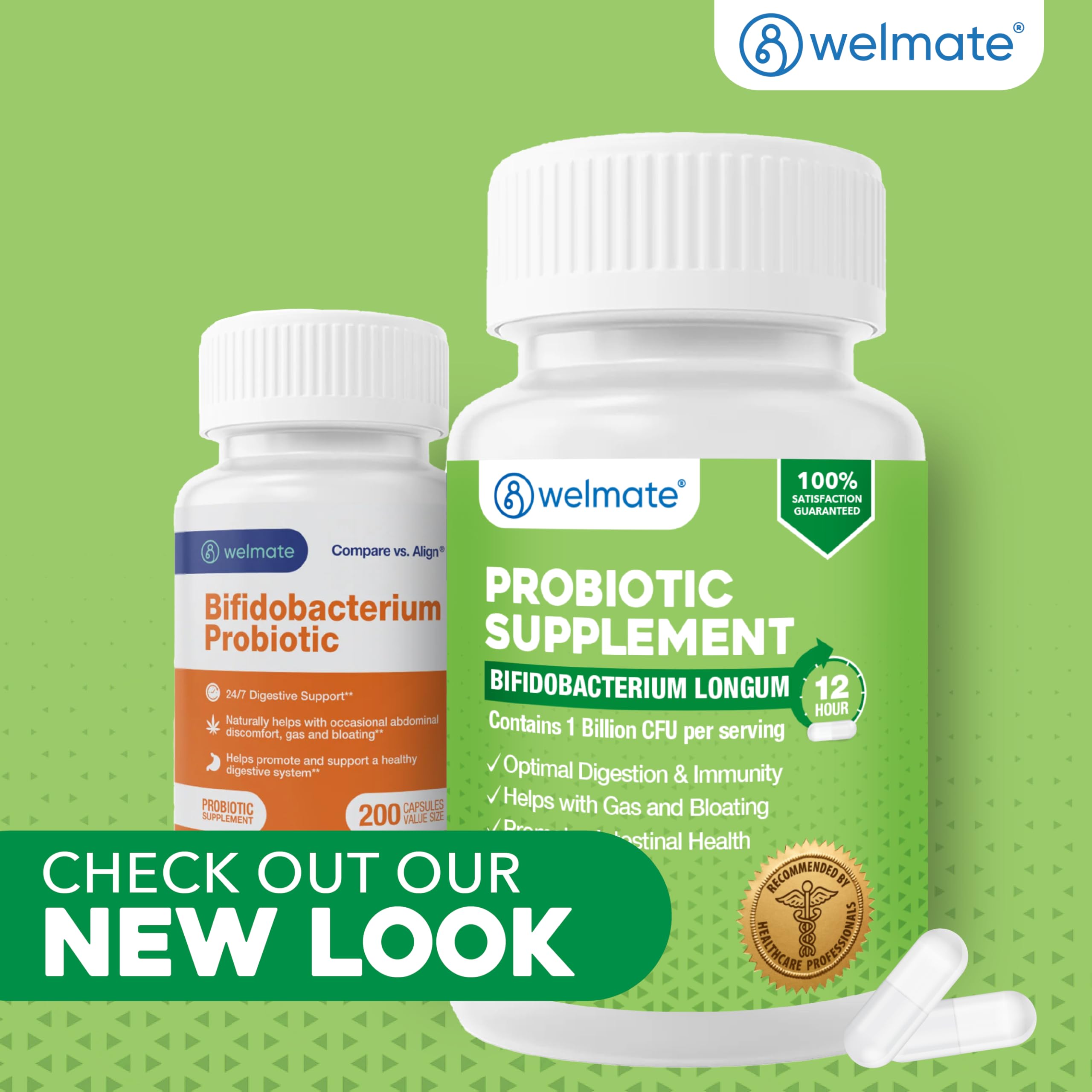 WELMATE Bifidobacterium - Probiotic Supplement - Supports Gut Health - Immune Support - Digestive Enzymes - Gluten Free - Vegan - Men & Womens Probiotic - Value Size - 200 Count WELMATE uk supplements