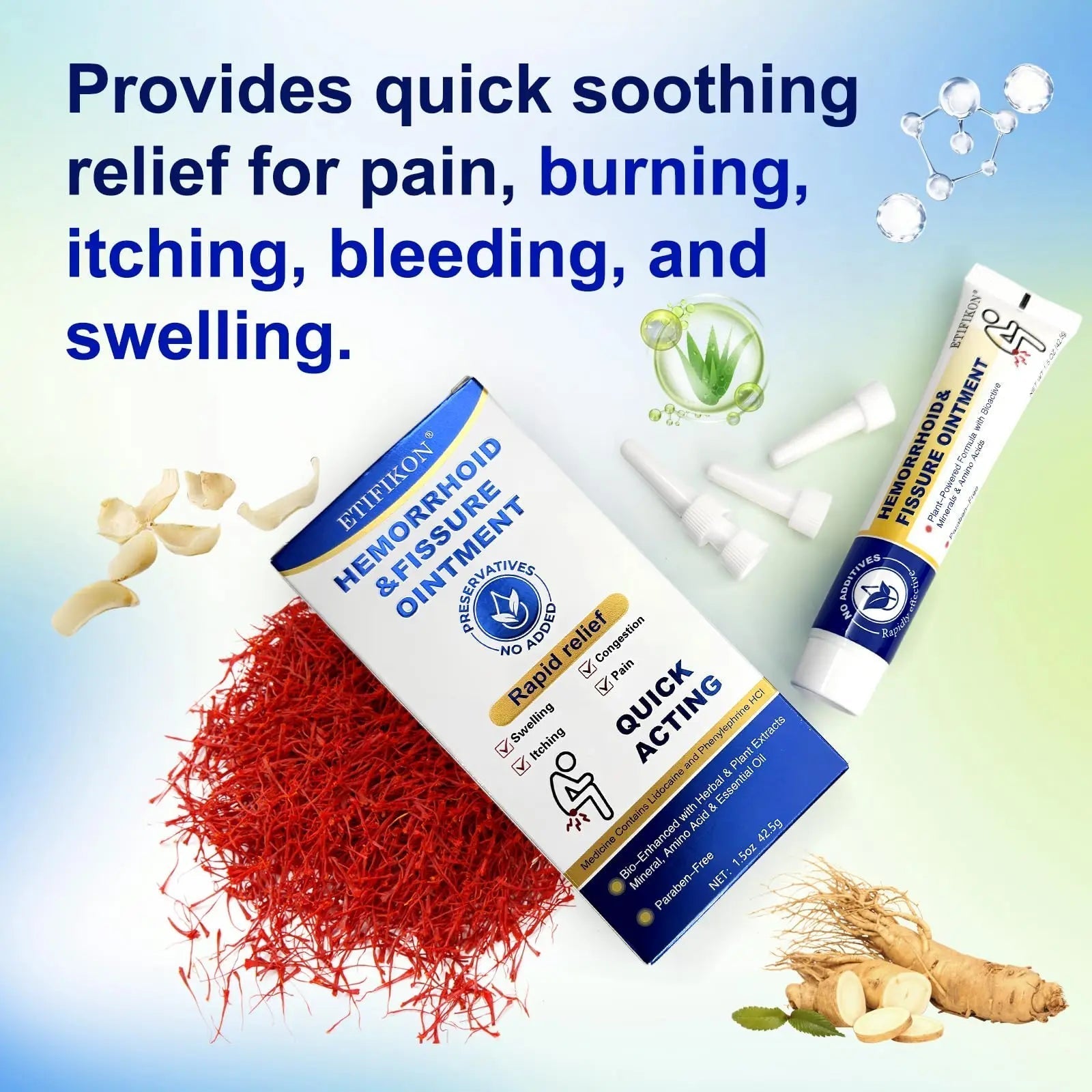 ETIFIKON Hemorrhoid & Fissure Ointment with 4% Lidocaine & Phenylephrine HCI – 42.5g Comforting Care Cream for Internal & External Areas – Helps Soothe Irritation & Support Daily Comfort (1 Pack) ETIFIKON uk supplements